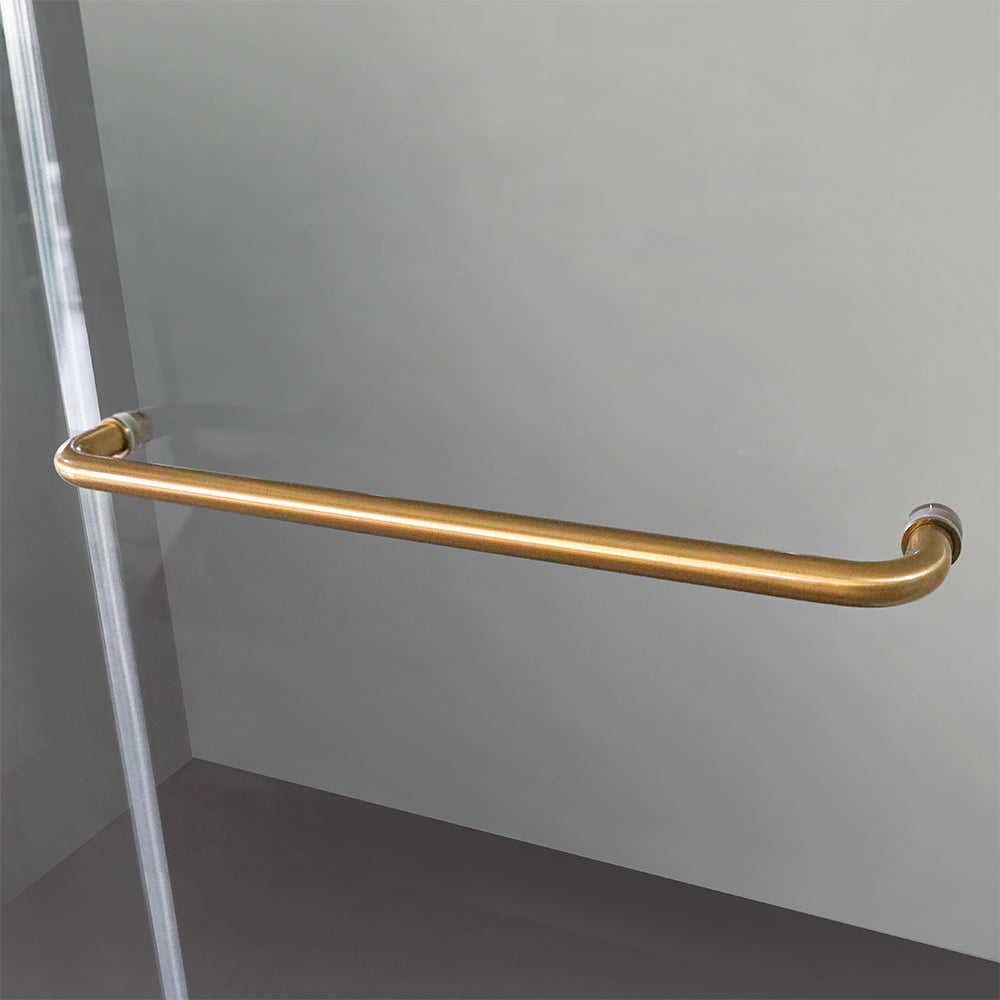 Frameless Sliding Glass Shower Doors 60" Width x 76"Height with 3/8"(10mm) Clear Tempered Glass, Brushed Gold