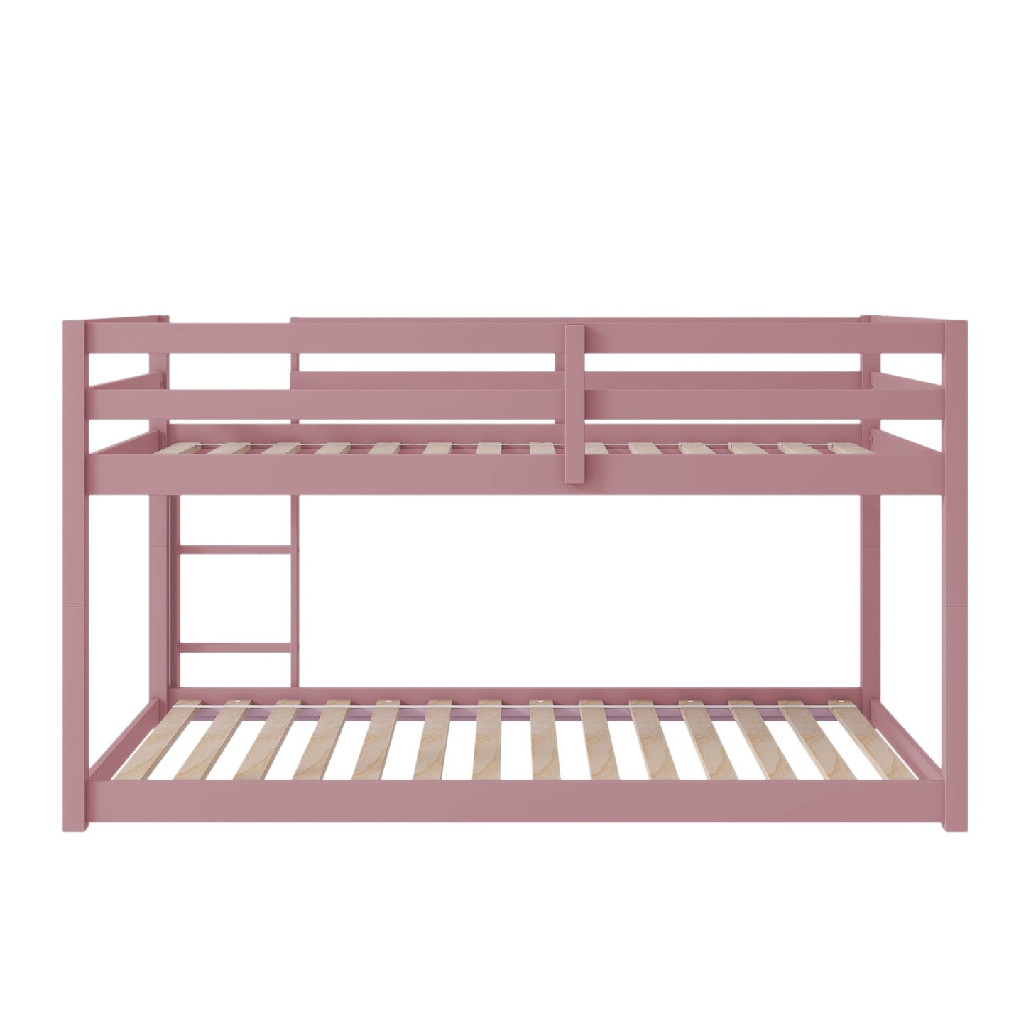 Twin over Twin Floor Bunk Bed,Pink