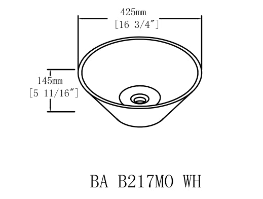 Ceramic Round Above Counter White Bathroom Sink Art Basin(BAB217MOWH)