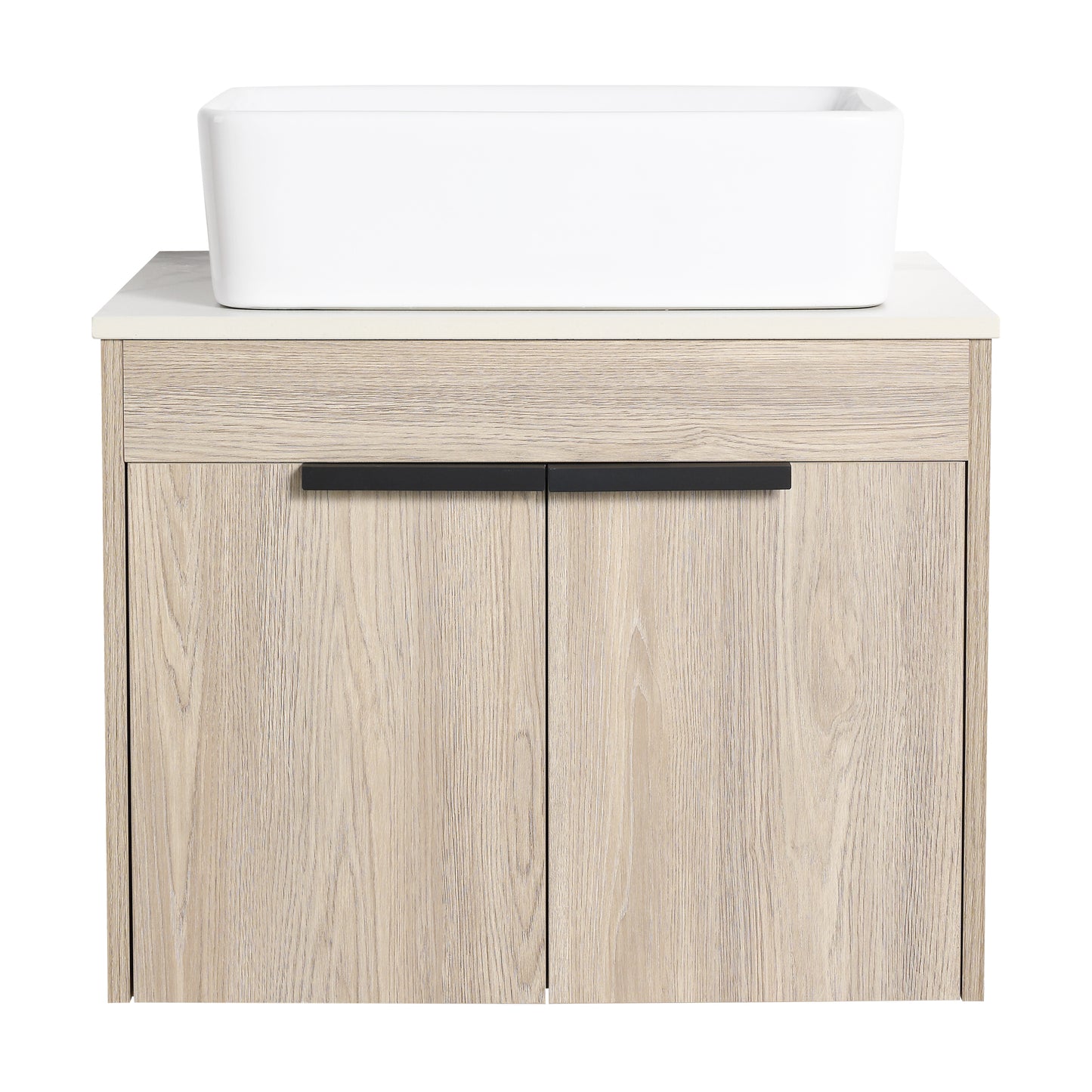 24 " Modern Design Float Bathroom Vanity With Ceramic Basin Set,  Wall Mounted White Oak Vanity  With Soft Close Door,KD-Packing,KD-Packing,2 Pieces Parcel(TOP-BAB110MOWH)