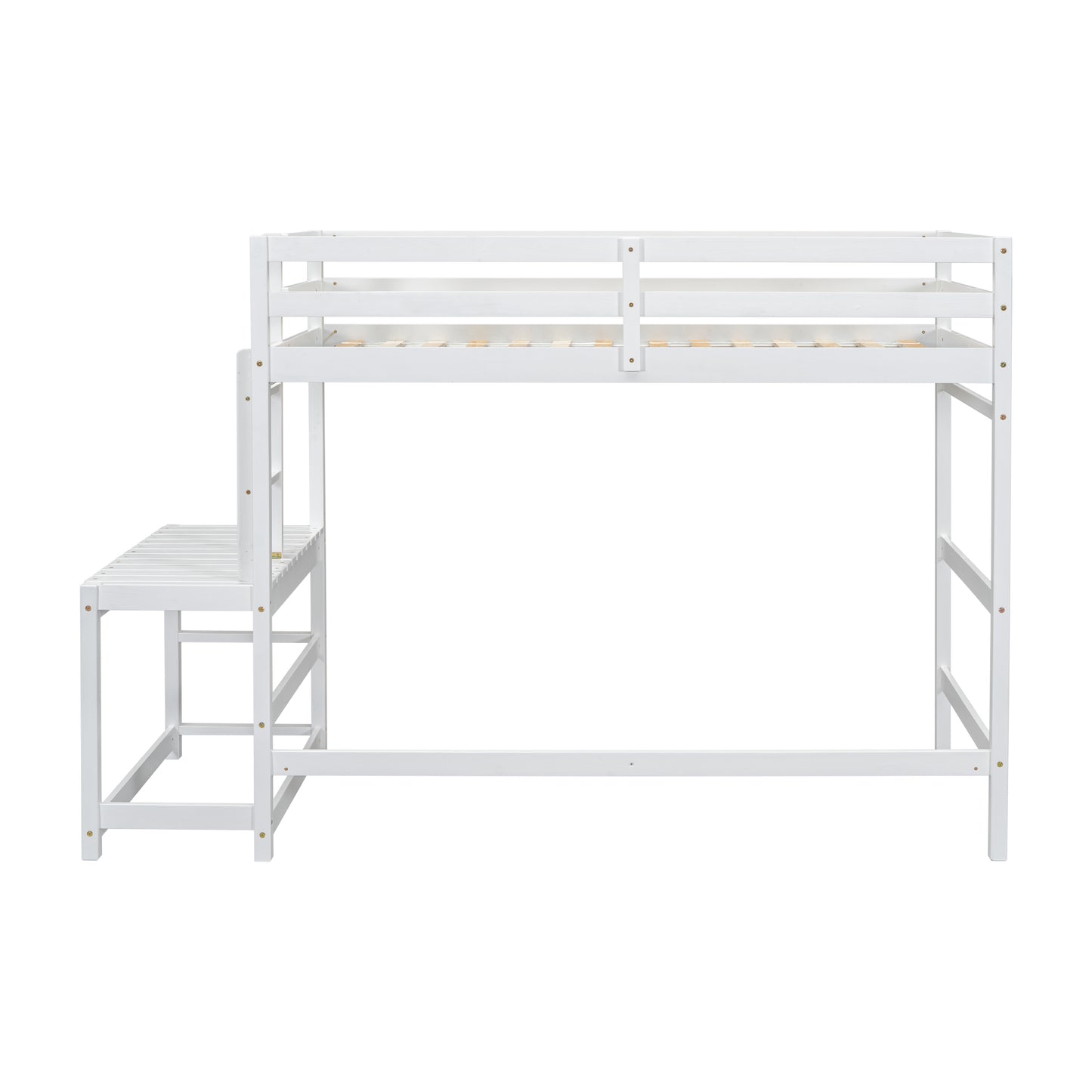 Twin High Loft Bed with Ladder landing Platform, Ladders, Guardrails,White