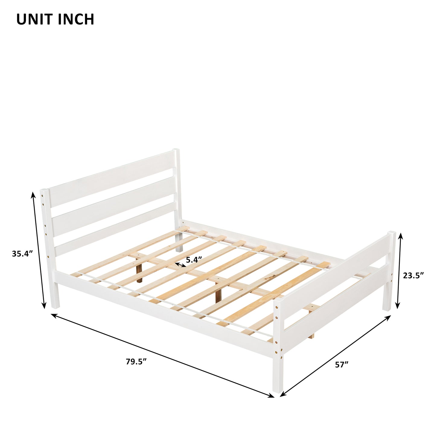 Full Bed with Headboard and Footboard,White(New SKU:W504P149039)