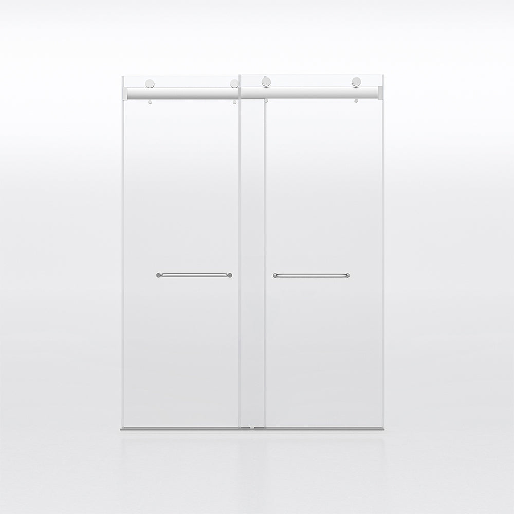 Frameless Sliding Glass Shower Doors 60" Width x 76"Height with 3/8"(10mm) Clear Tempered Glass, Brushed Nickel