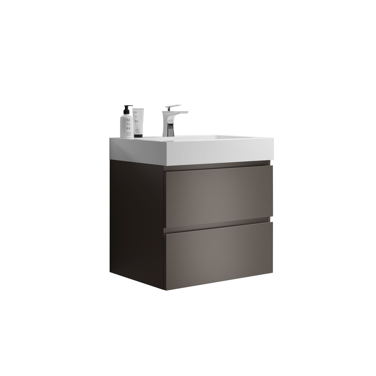 Alice 24" Gray Bathroom Vanity with Sink, Large Storage Wall Mounted Floating Bathroom Vanity for Modern Bathroom, One-Piece White Sink Basin without Drain and Faucet, Pre-assembled