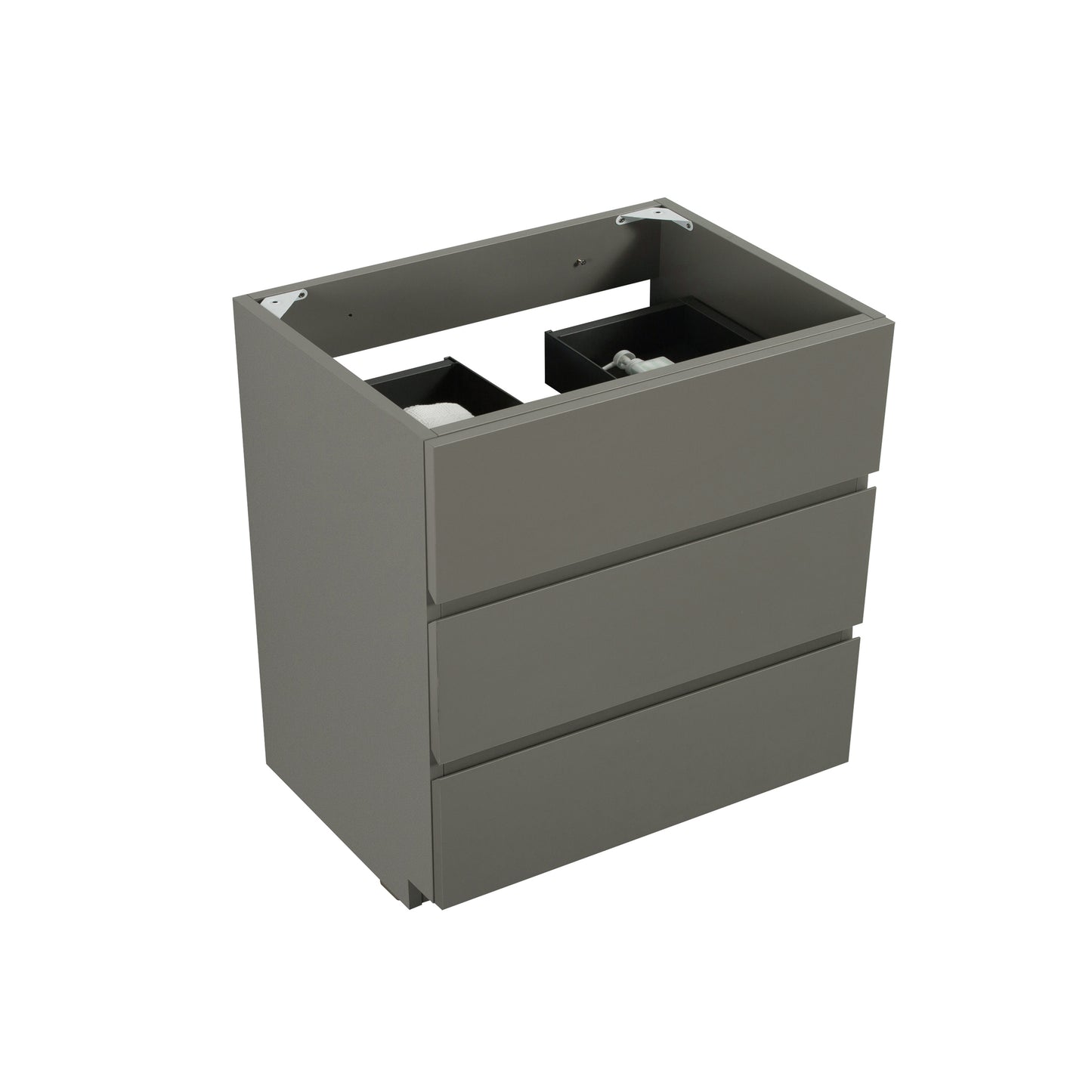 Alice-30F-102,Floor cabinet WITHOUT basin, Gray color, With three drawers, Pre-assembled