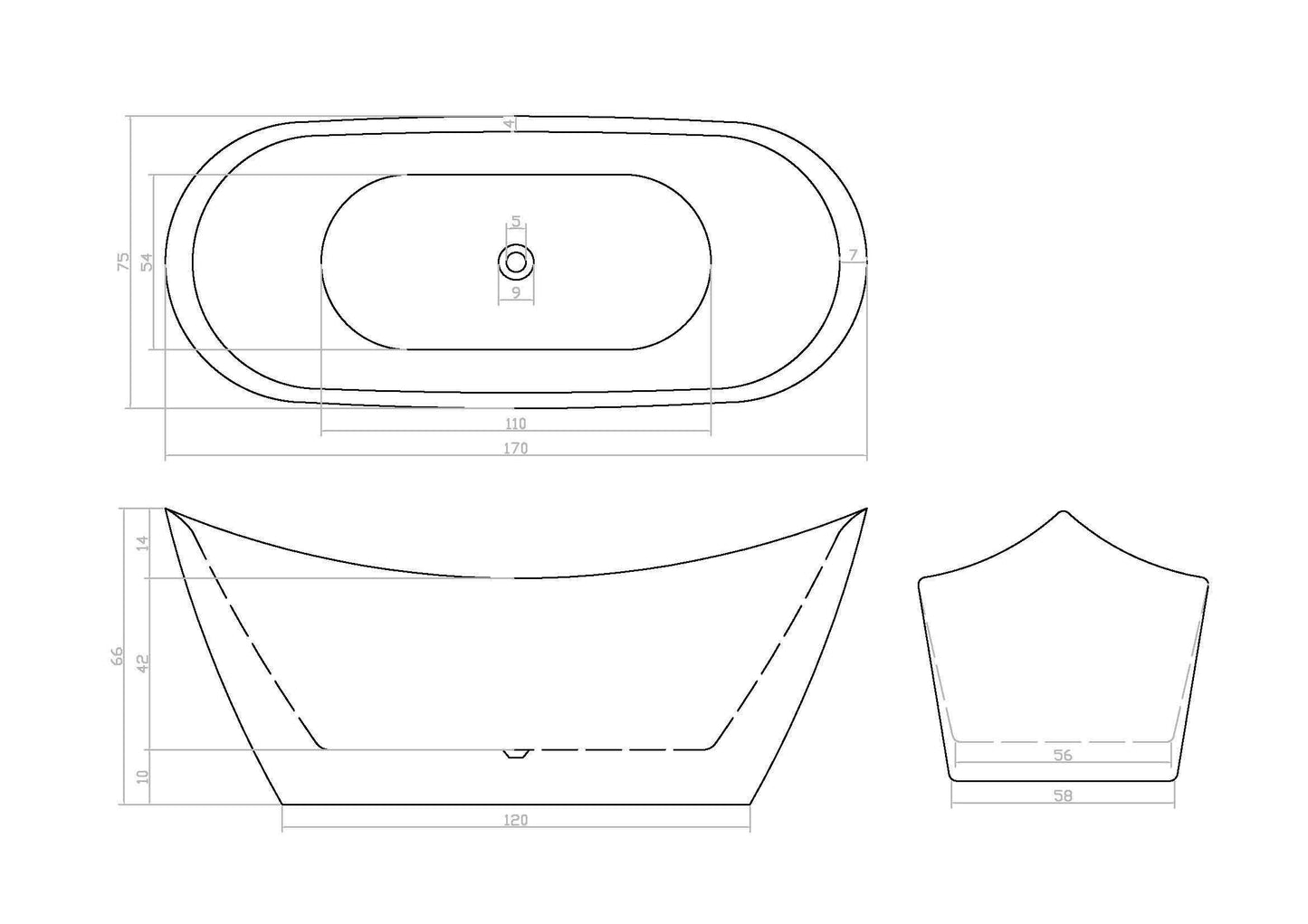 67" Acrylic Freestanding Bathtub-Acrylic Soaking Tubs, Oval Shape Freestanding Bathtubs With Chrome Overflow and Pop Up Drain, Double Slipper Tub