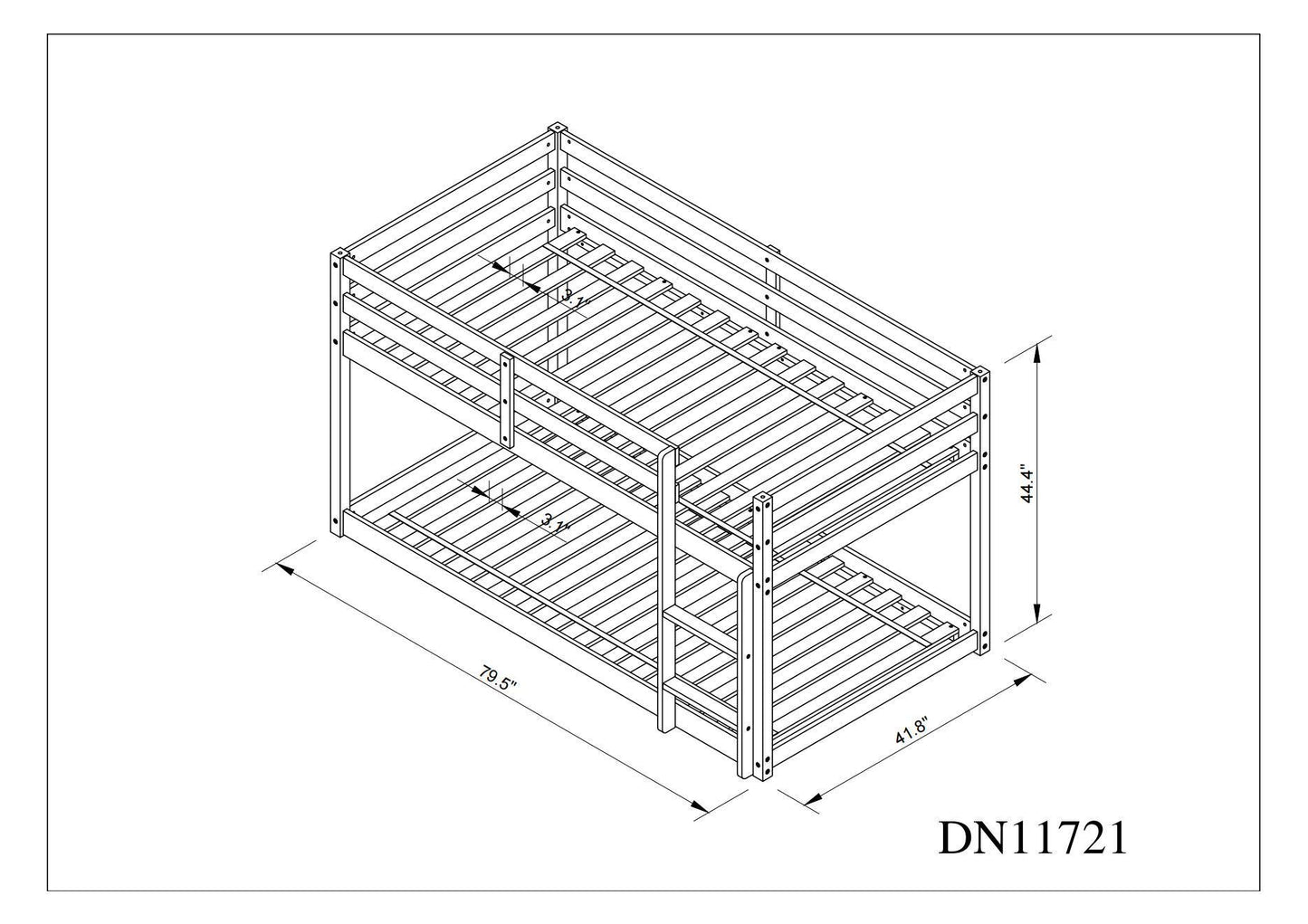 Twin over Twin Floor Bunk Bed,Natural(Old SKU:W50458002)