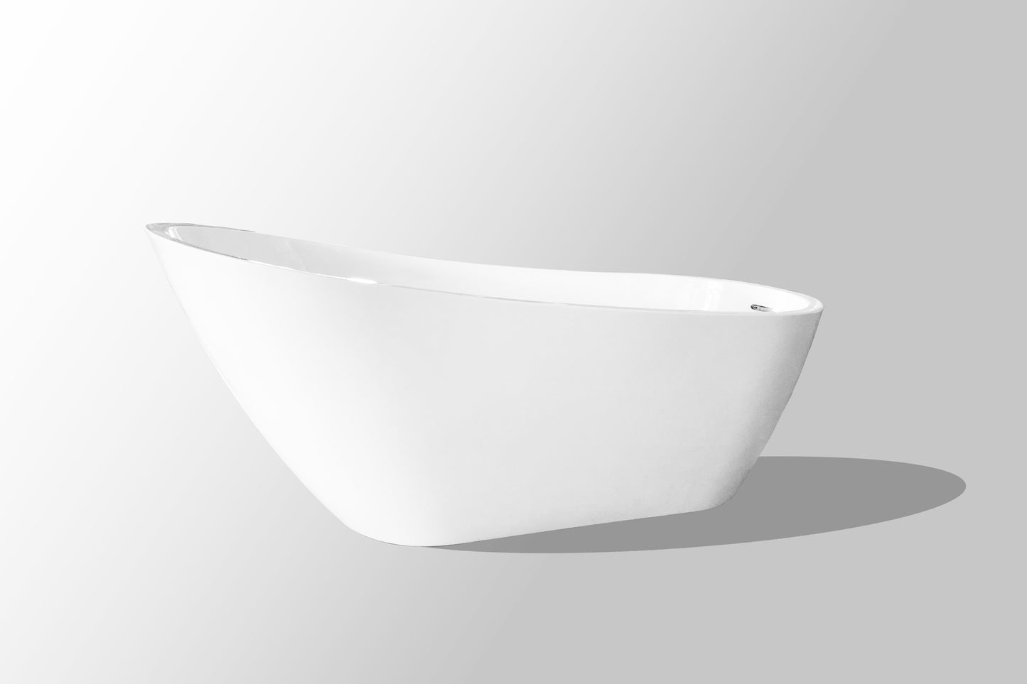 67" Acrylic Freestanding Slipper Bathtub: Gloss White Finish, Chrome Overflow & Pop-Up Drain