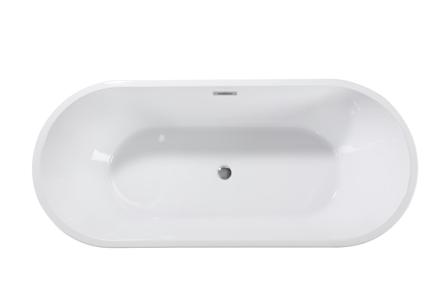 67" Acrylic Freestanding Bathtub-Acrylic Soaking Tubs, Oval Shape Black Freestanding Bathtub With Chrome Overflow and Pop Up Drain