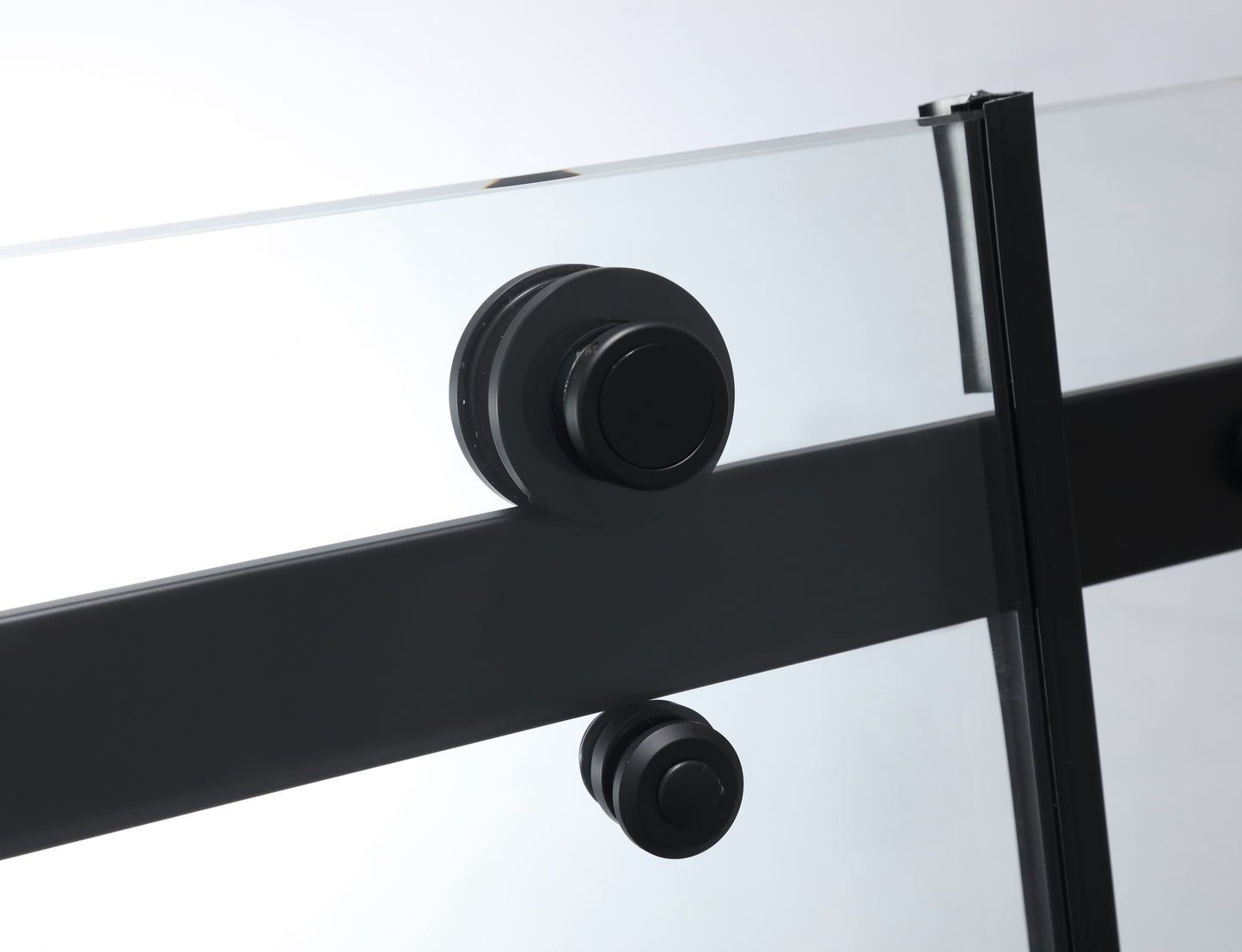 Frameless Sliding Glass Shower Doors 72" Width x 76"Height with 3/8"(10mm) Clear Tempered Glass, Matt Black Finish