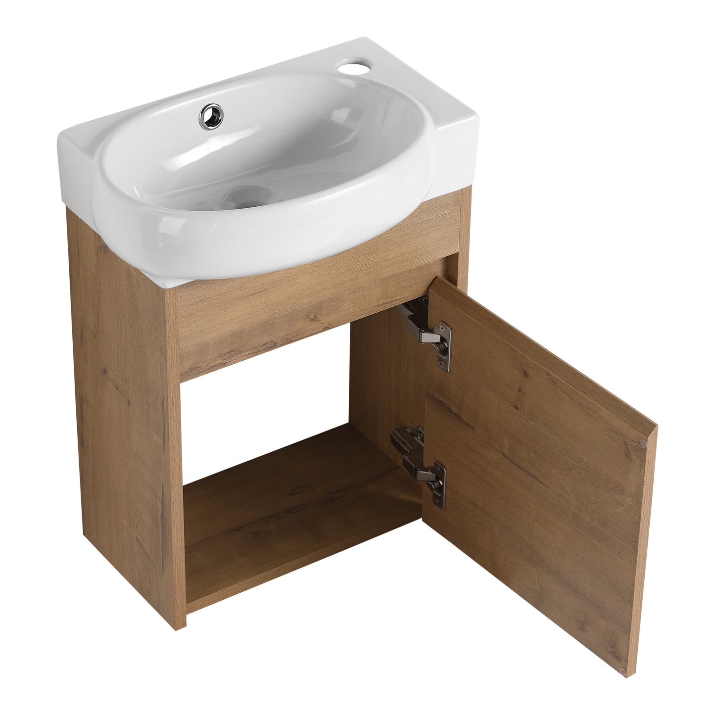 Soft Close Doors Bathroom Vanity With Sink,16 Inch  For Small Bathroom