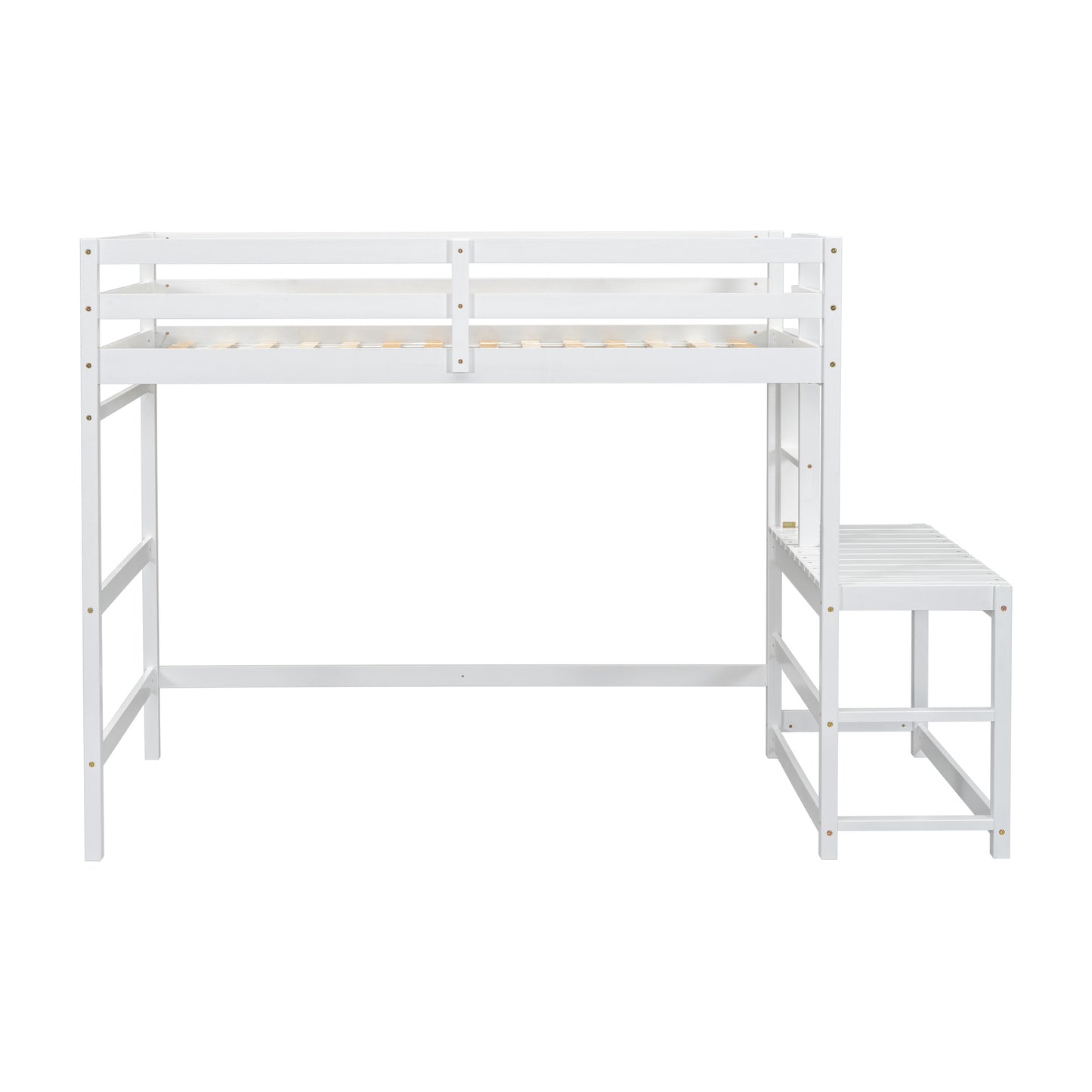 Twin High Loft Bed with Ladder landing Platform, Ladders, Guardrails,White