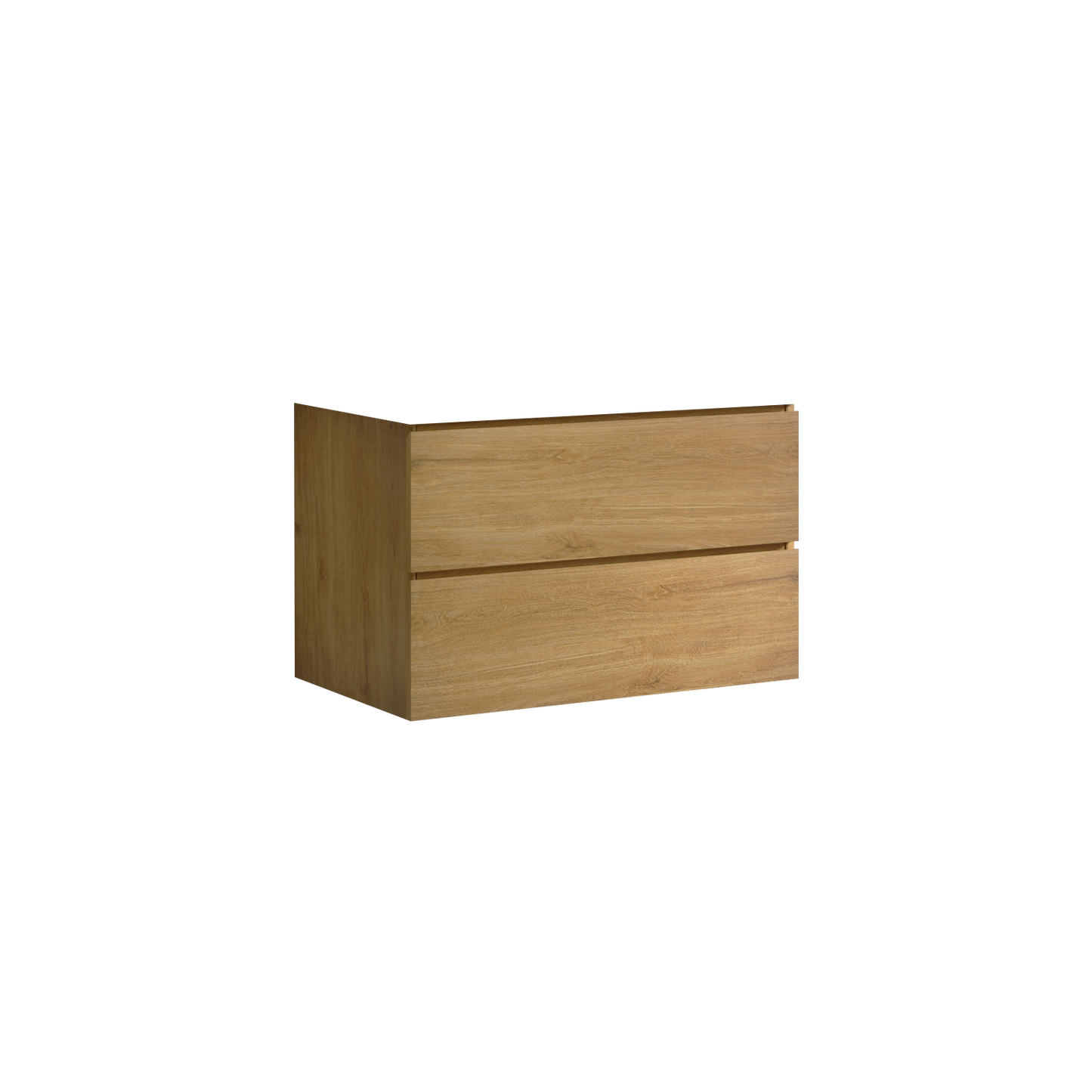 Alice30-106, Wall mount cabinet WITHOUT basin, Natural oak color, with two drawers, Pre-assembled