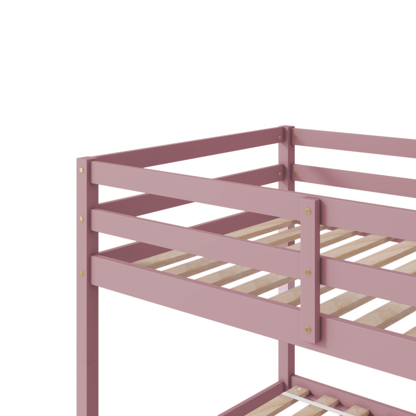 Twin over Twin Floor Bunk Bed,Pink