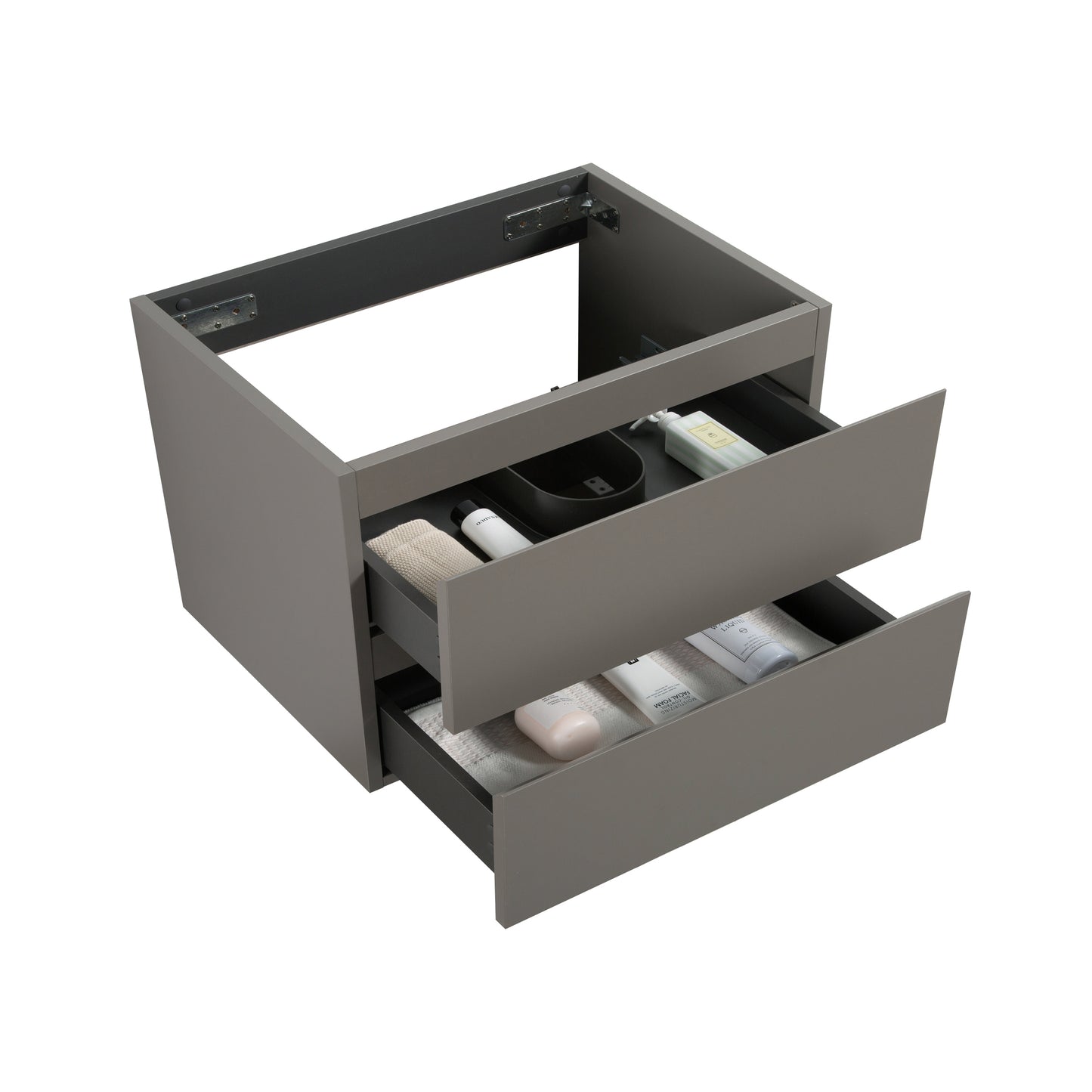 Alice-36W-102,Wall mount cabinet WITHOUT basin,Gray color, With two drawers, Pre-assembled