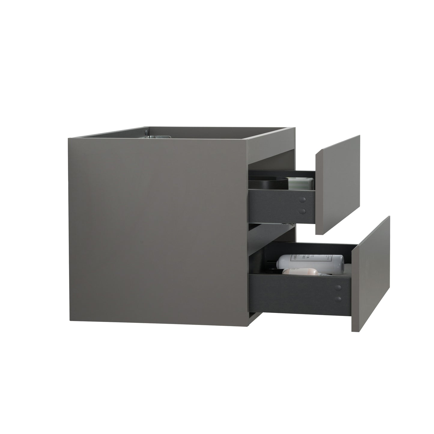 Alice-36W-102,Wall mount cabinet WITHOUT basin,Gray color, With two drawers, Pre-assembled