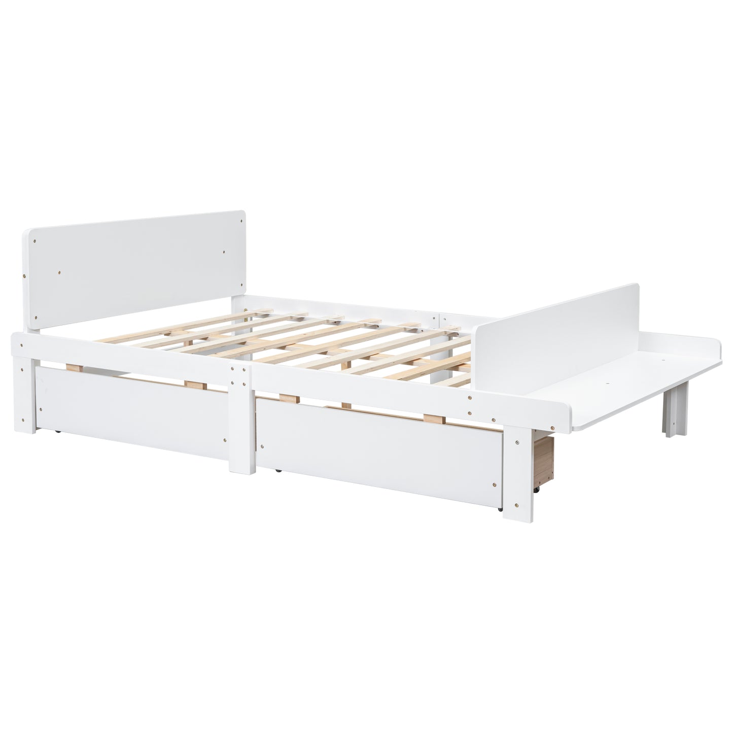 Full Bed with Footboard Bench,2 drawers,White