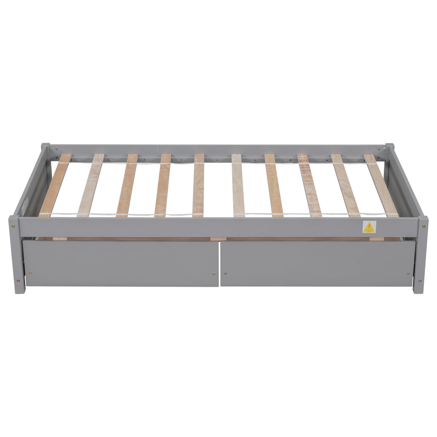 Twin Bed with 2 Drawers, Solid Wood, No Box Spring Needed ,Grey(New SKU:W504P149041)