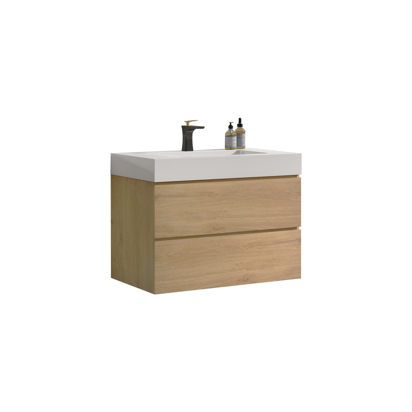 U041-Alice30-106 Alice 30" Natural Oak Bathroom Vanity with Sink, Large Storage Wall Mounted Floating Bathroom Vanity for Modern Bathroom, Pre-assembled