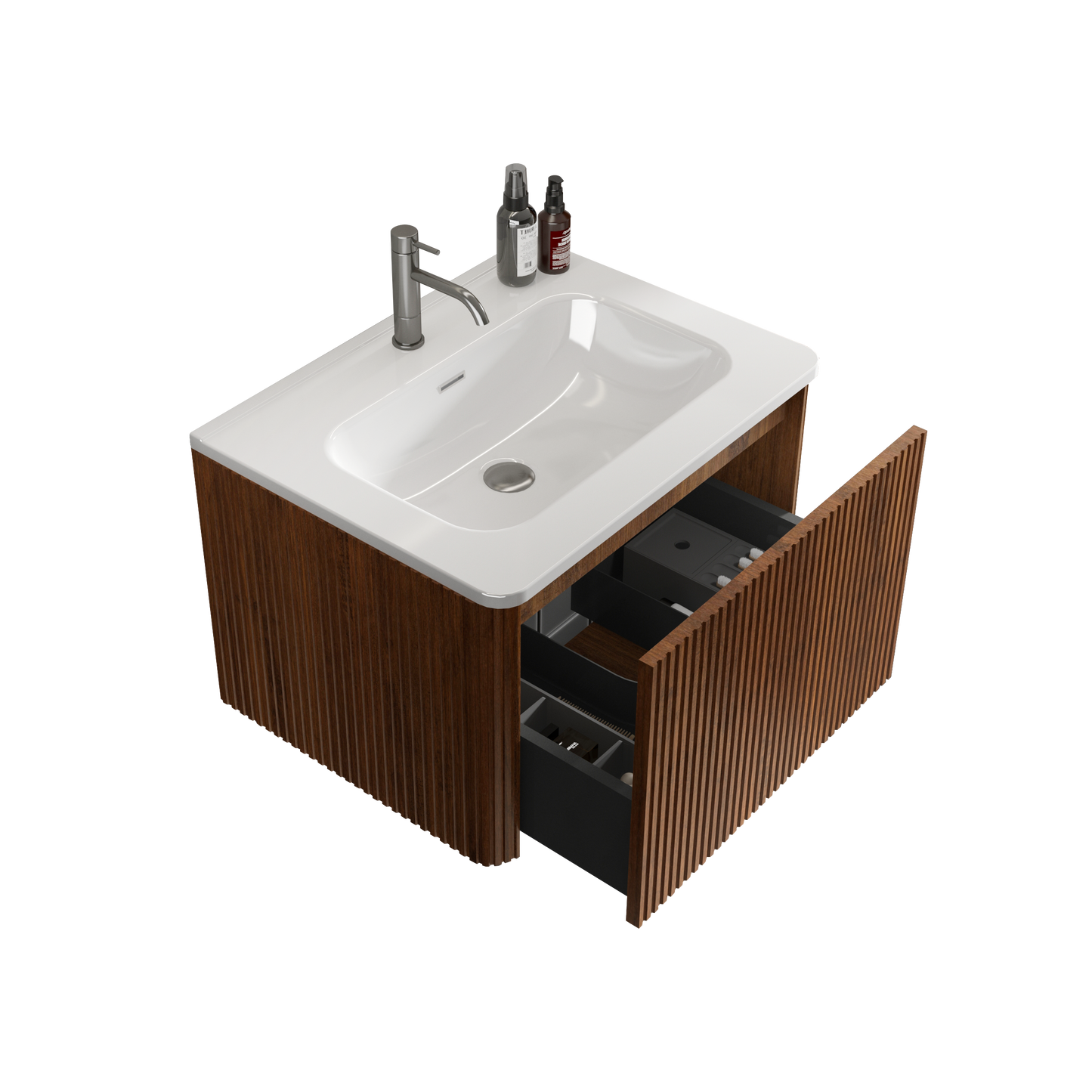 BB0924Y311, Integrated white ceramic basin with one predrilled faucet hole, drain assembly NOT included