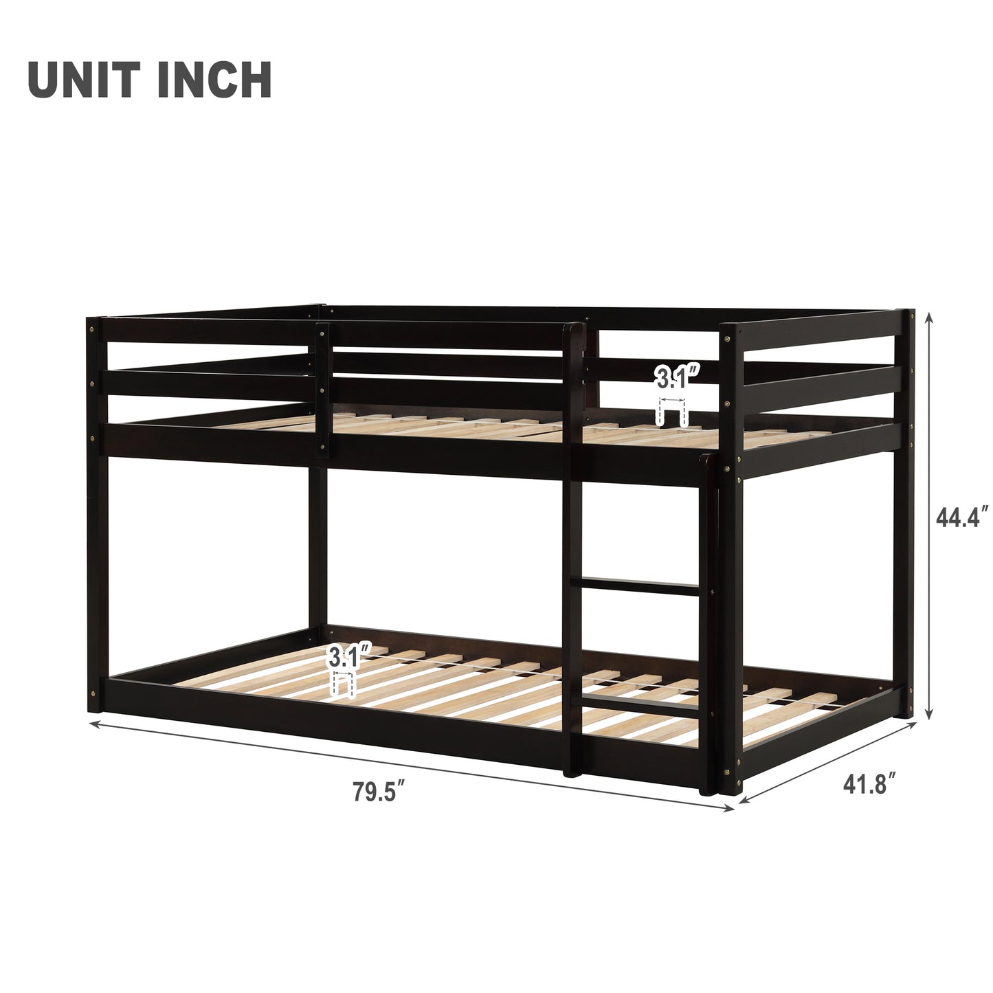 Twin over Twin Floor Bunk Bed,Espresso(Old SKU:W50437211)