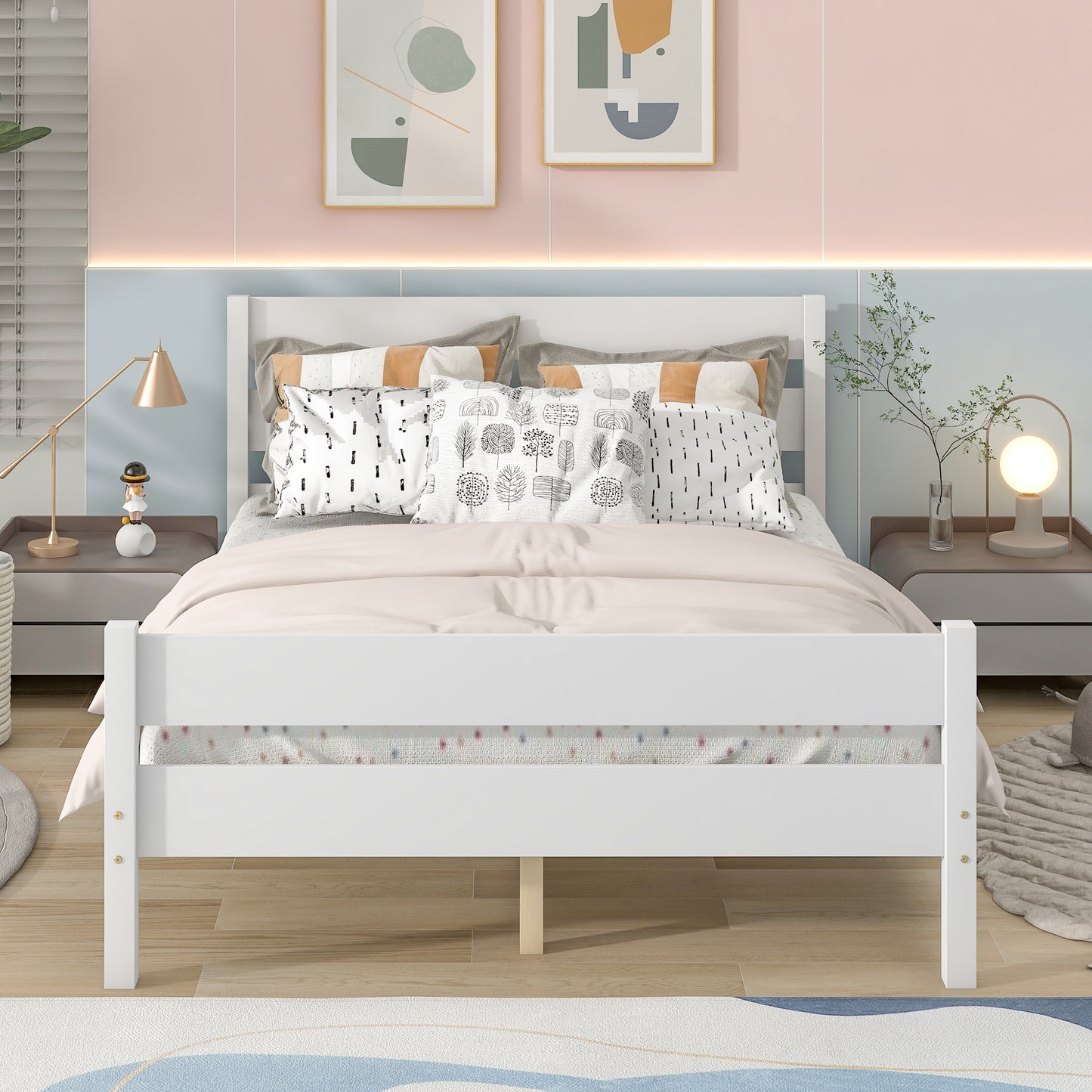 Full Bed with Headboard and Footboard,White(New SKU:W504P149039)