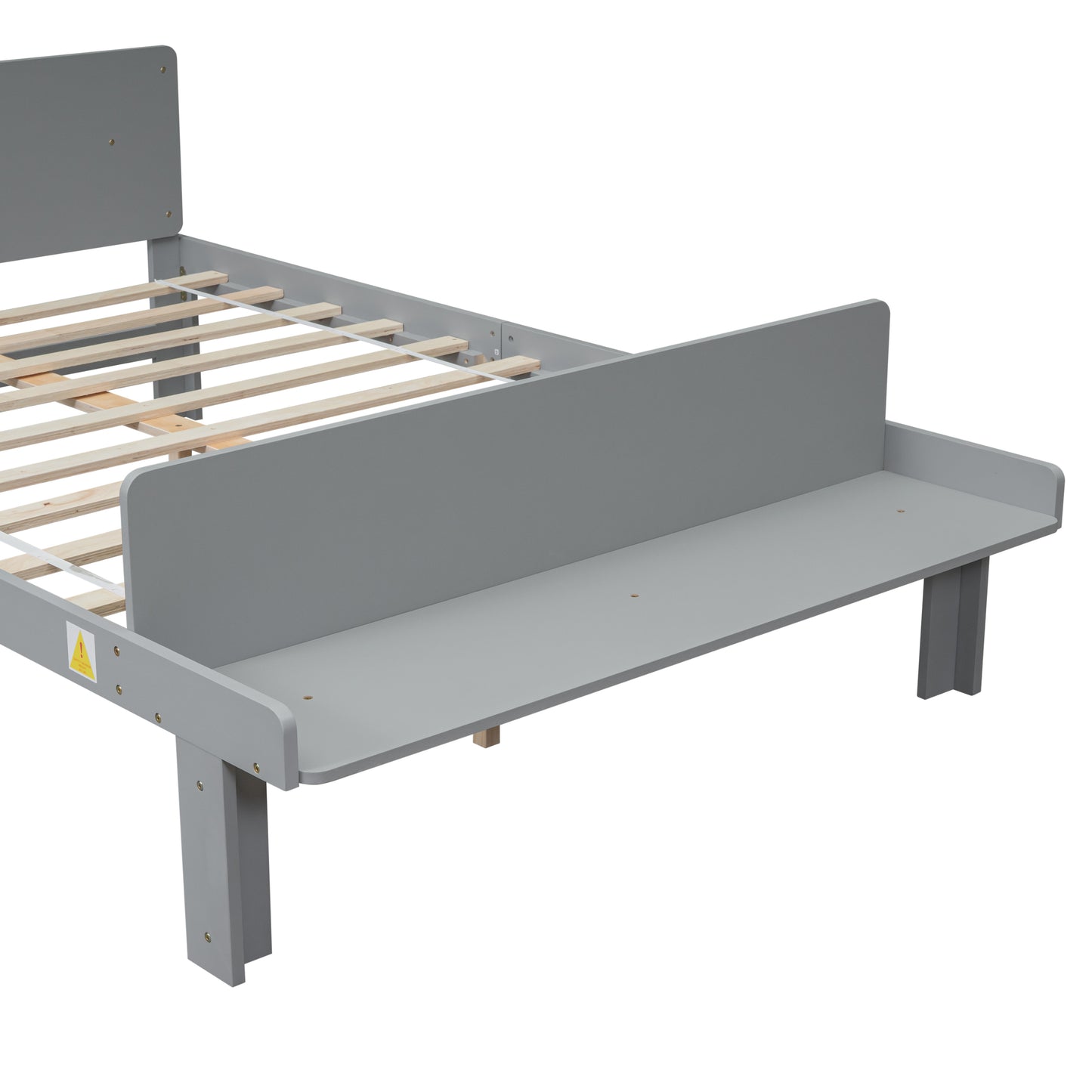 Full Bed with Footboard Bench,Grey