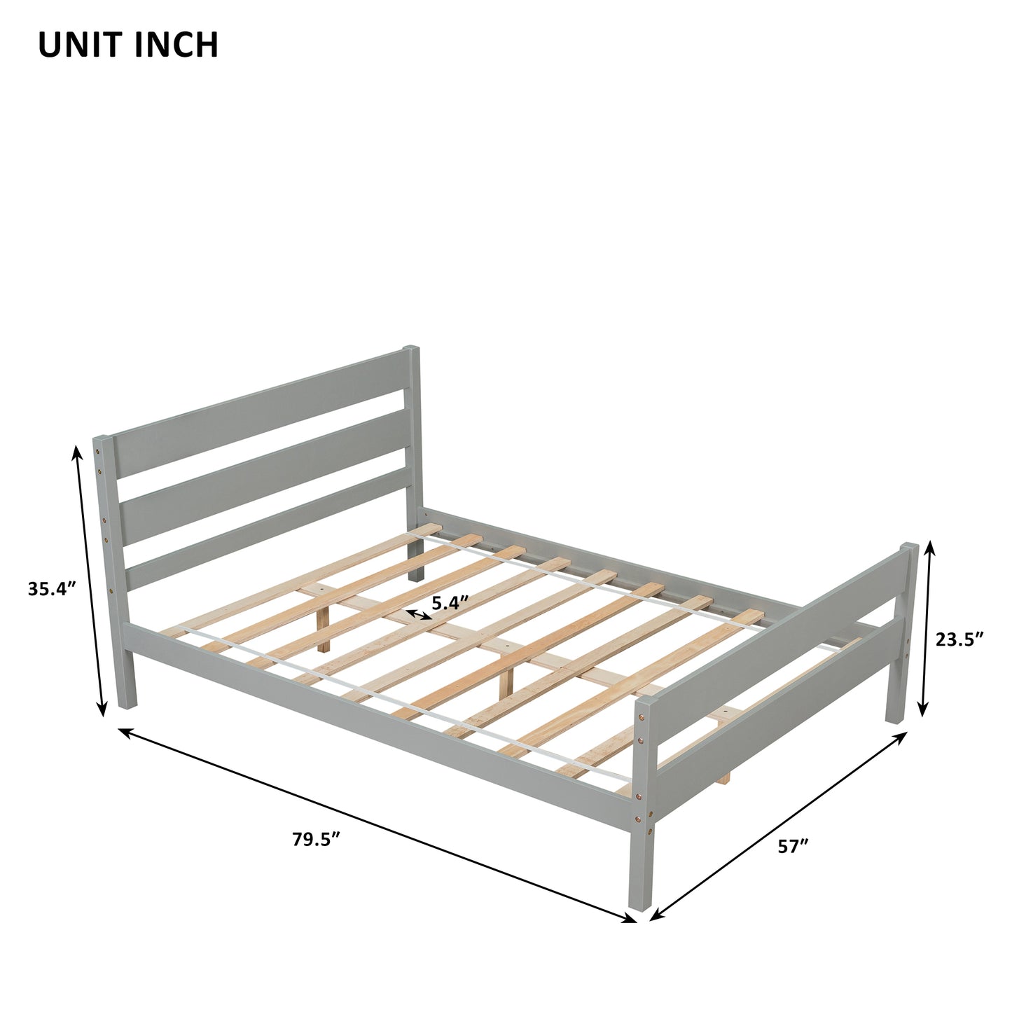 Full Bed with Headboard and Footboard,Grey(New SKU:W504P149038)