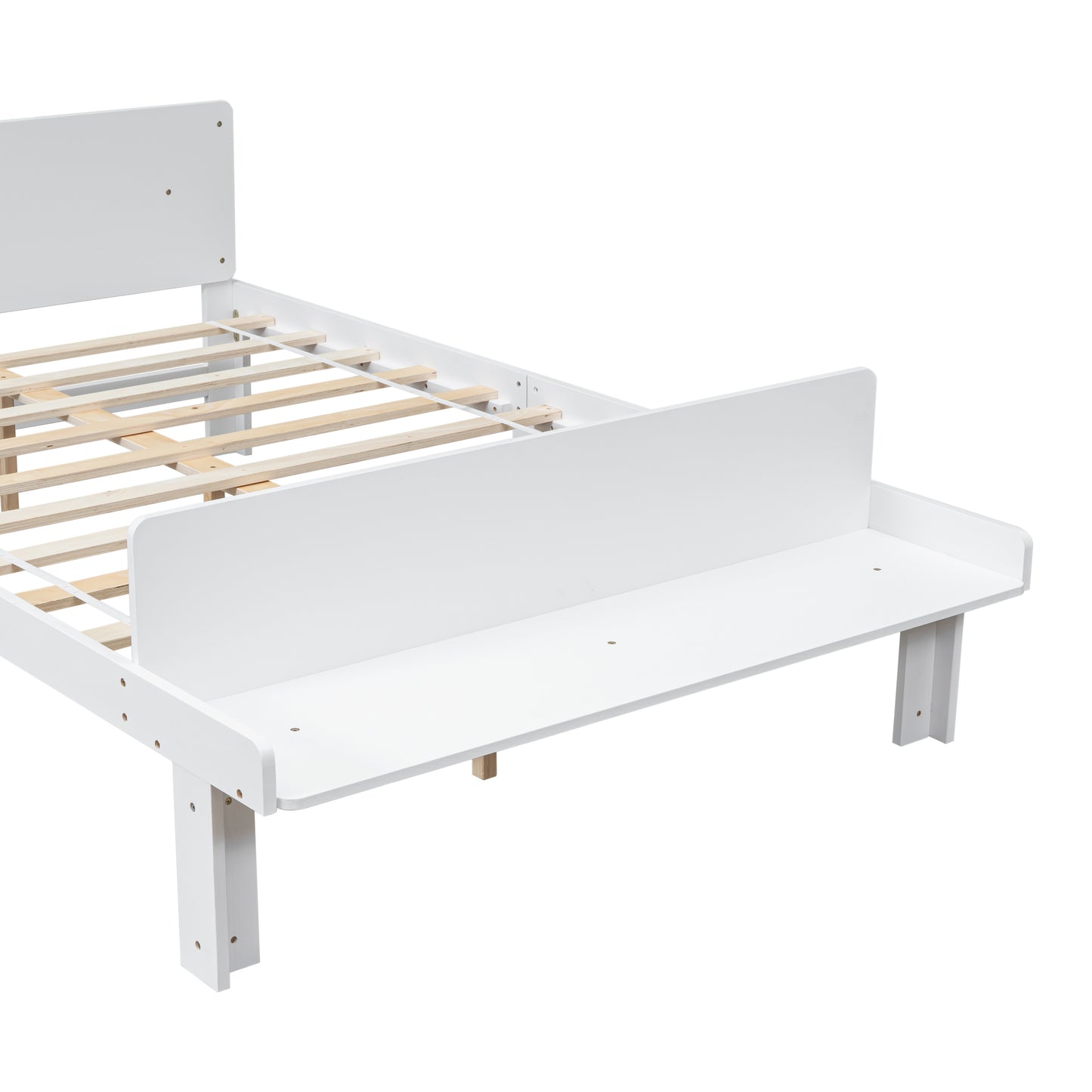 Full Bed with Footboard Bench,White