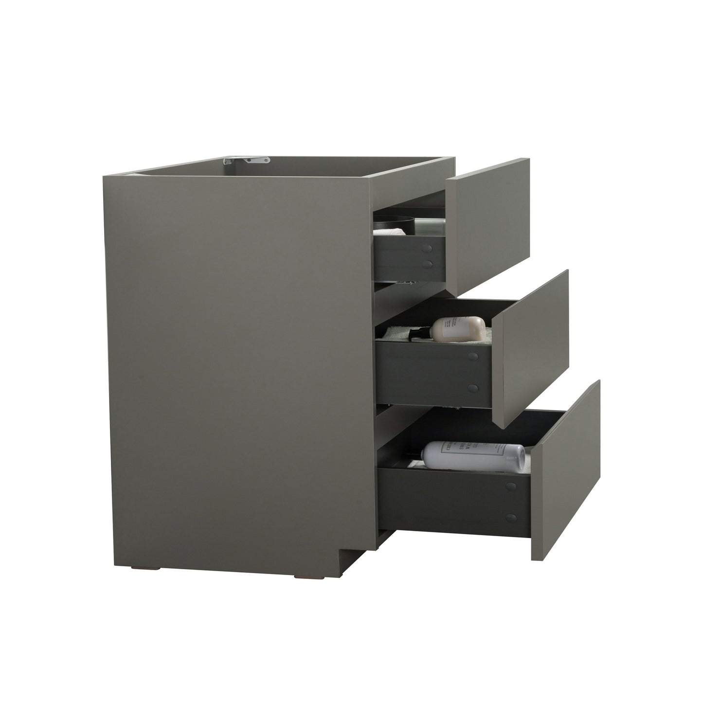 Alice-36F-102,Floor cabinet WITHOUT basin, Gray color, With three drawers, Pre-assembled