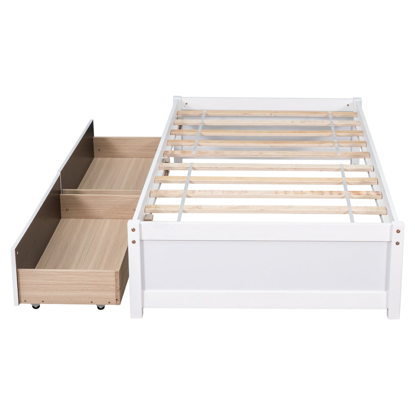 Twin Bed with 2 Drawers, Solid Wood, No Box Spring Needed ,(Old SKU:W50422209)