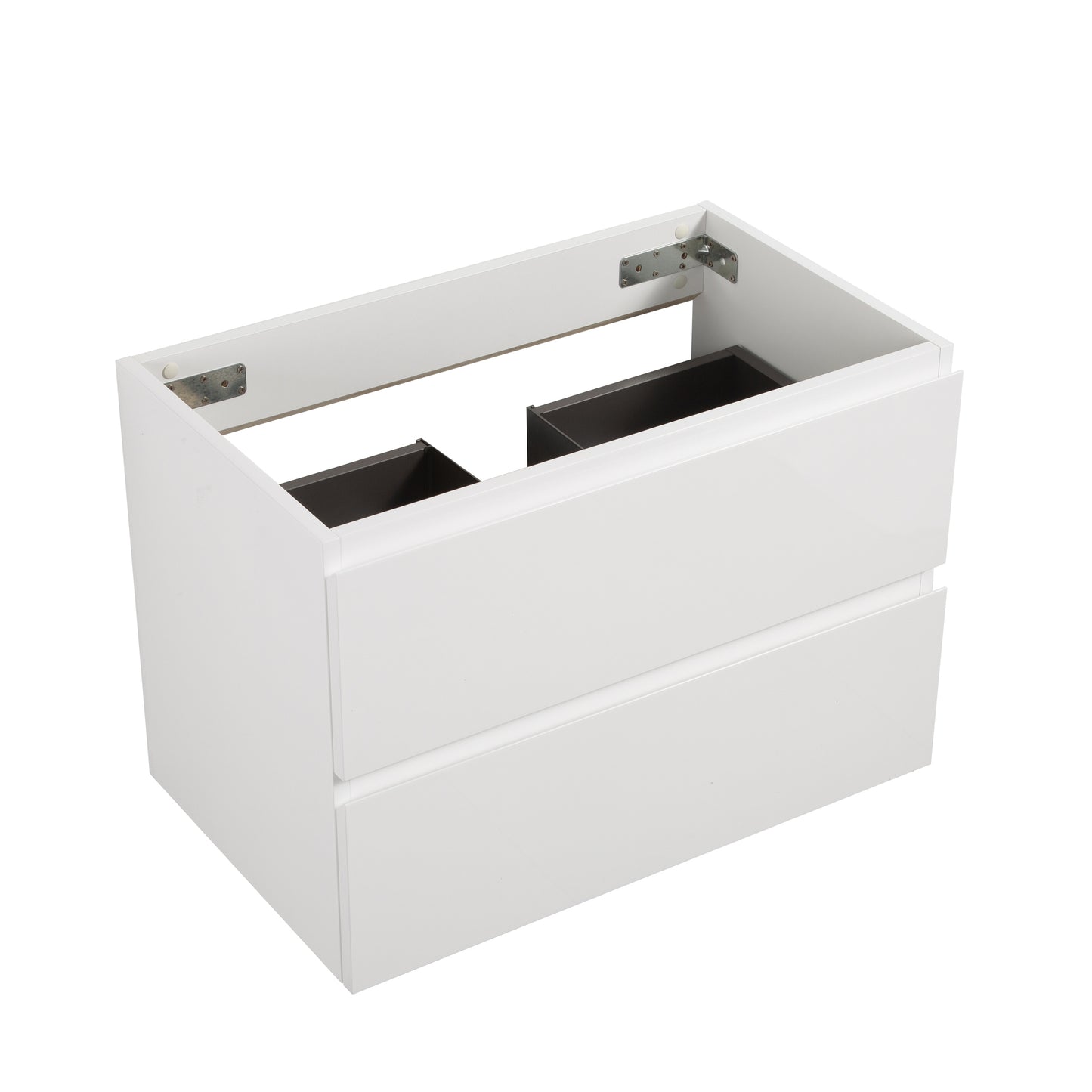 Alice-30W-201, Wall mount cabinet WITHOUT basin, white color, with two drawers, Pre-assembled