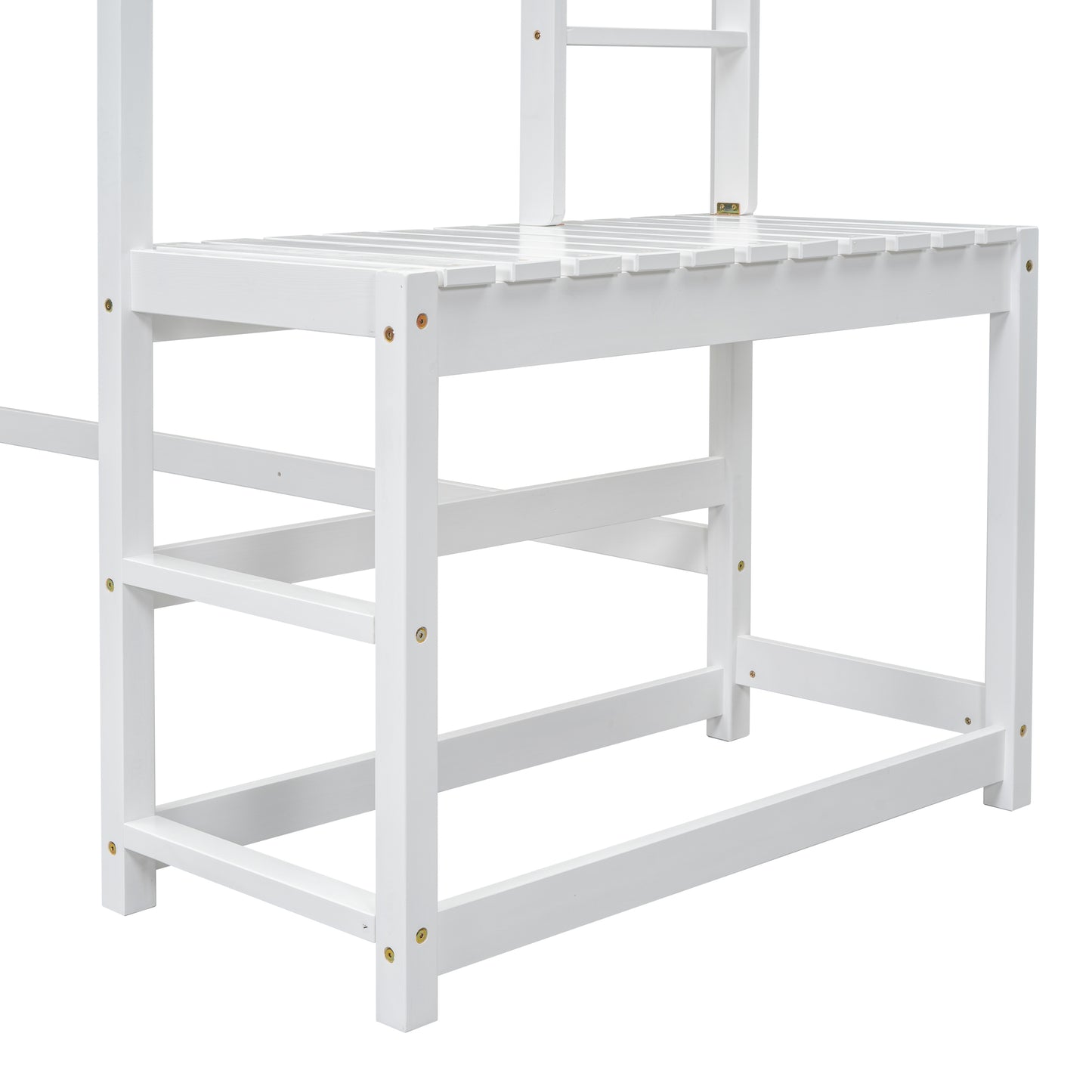 Twin High Loft Bed with Ladder landing Platform, Ladders, Guardrails,White