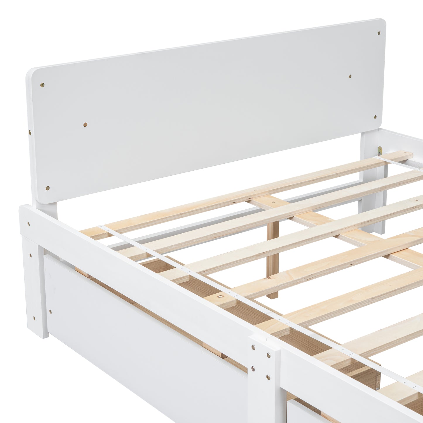 Full Bed with Footboard Bench,2 drawers,White