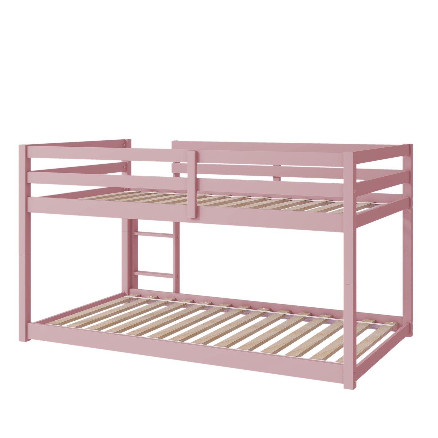 Twin over Twin Floor Bunk Bed,Pink