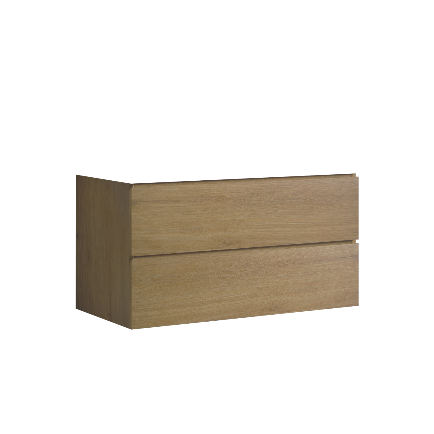 Alice36-106, Wall mount cabinet WITHOUT basin, Natural oak color, with two drawers, Pre-assembled