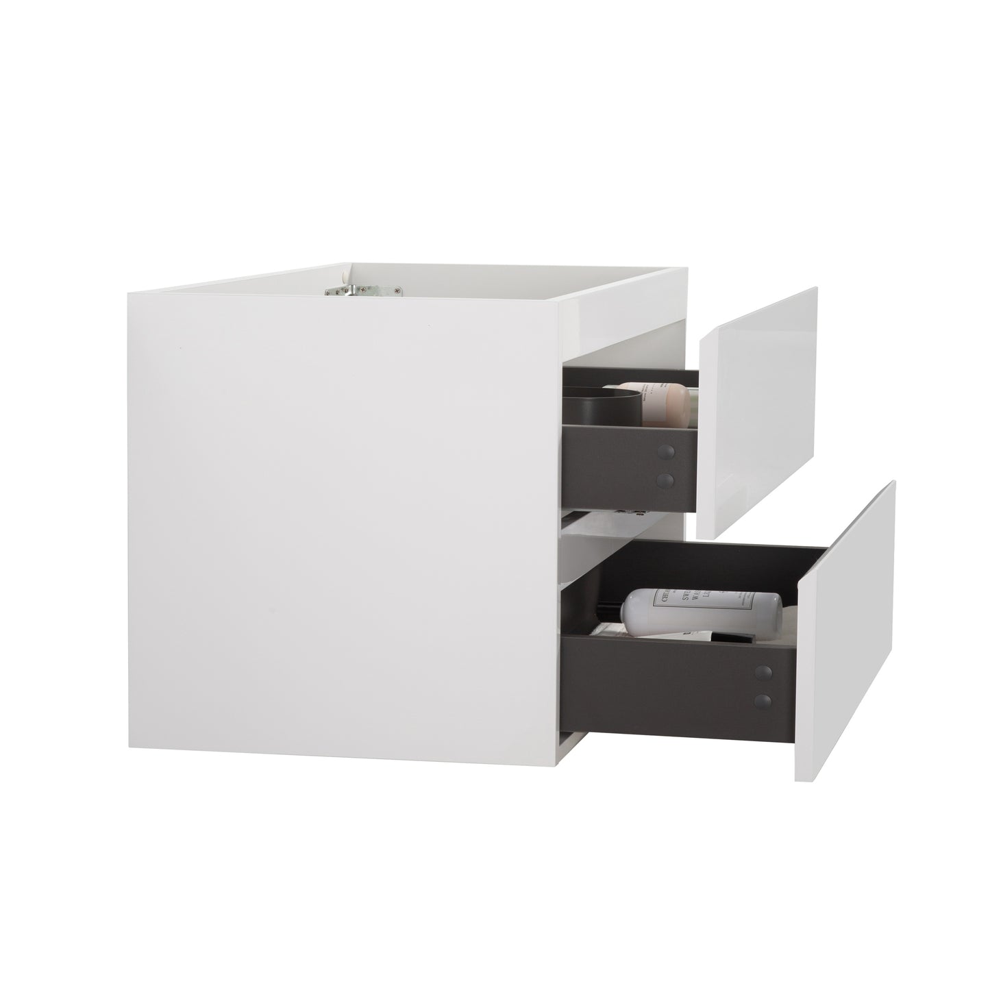 Alice-36W-201,Wall mount cabinet WITHOUT basin, White color, With two drawers, Pre-assembled