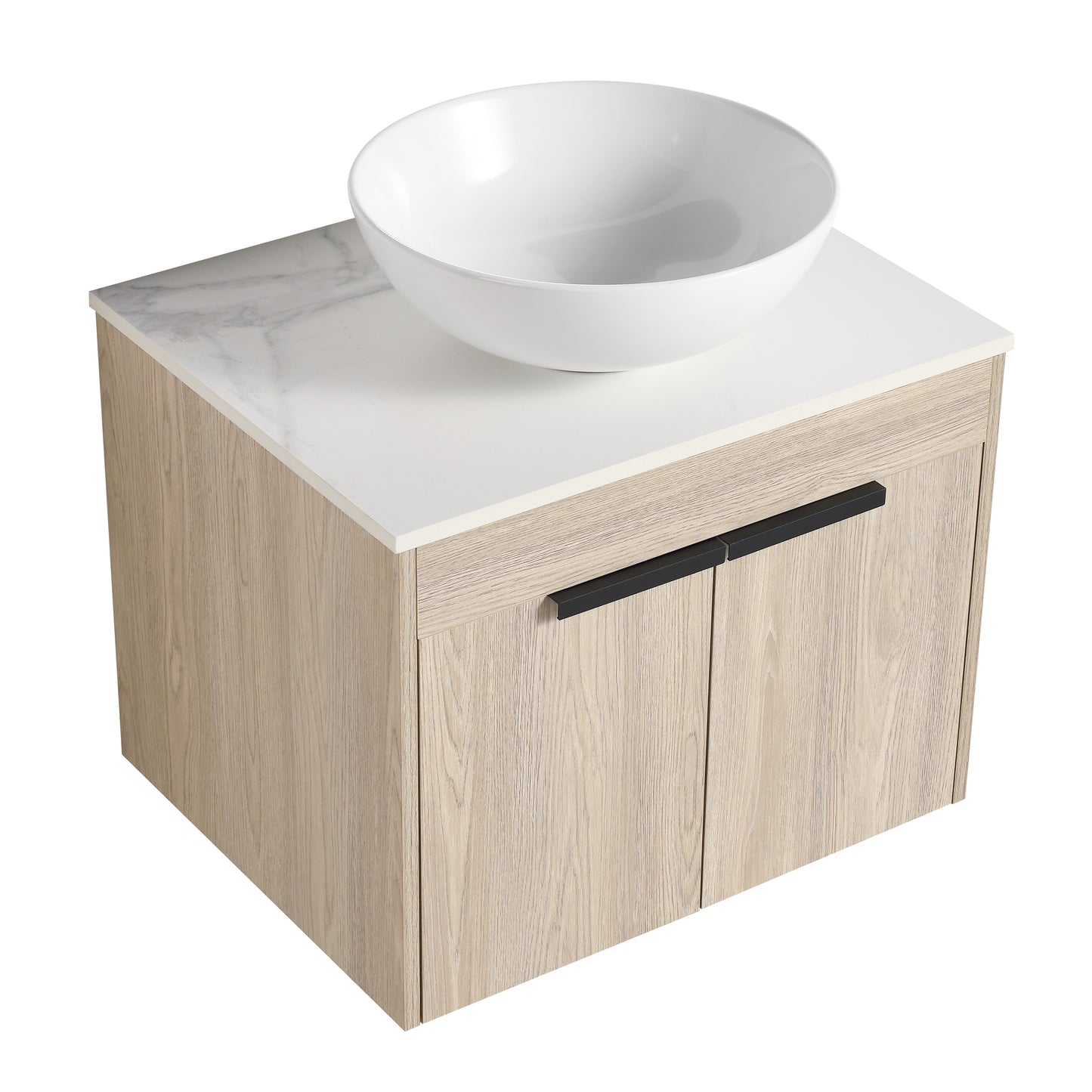 24 " Modern Design Float Bathroom Vanity With Ceramic Basin Set,  Wall Mounted White Oak Vanity  With Soft Close Door,KD-Packing,KD-Packing,2 Pieces Parcel(TOP-BAB321MOWH)