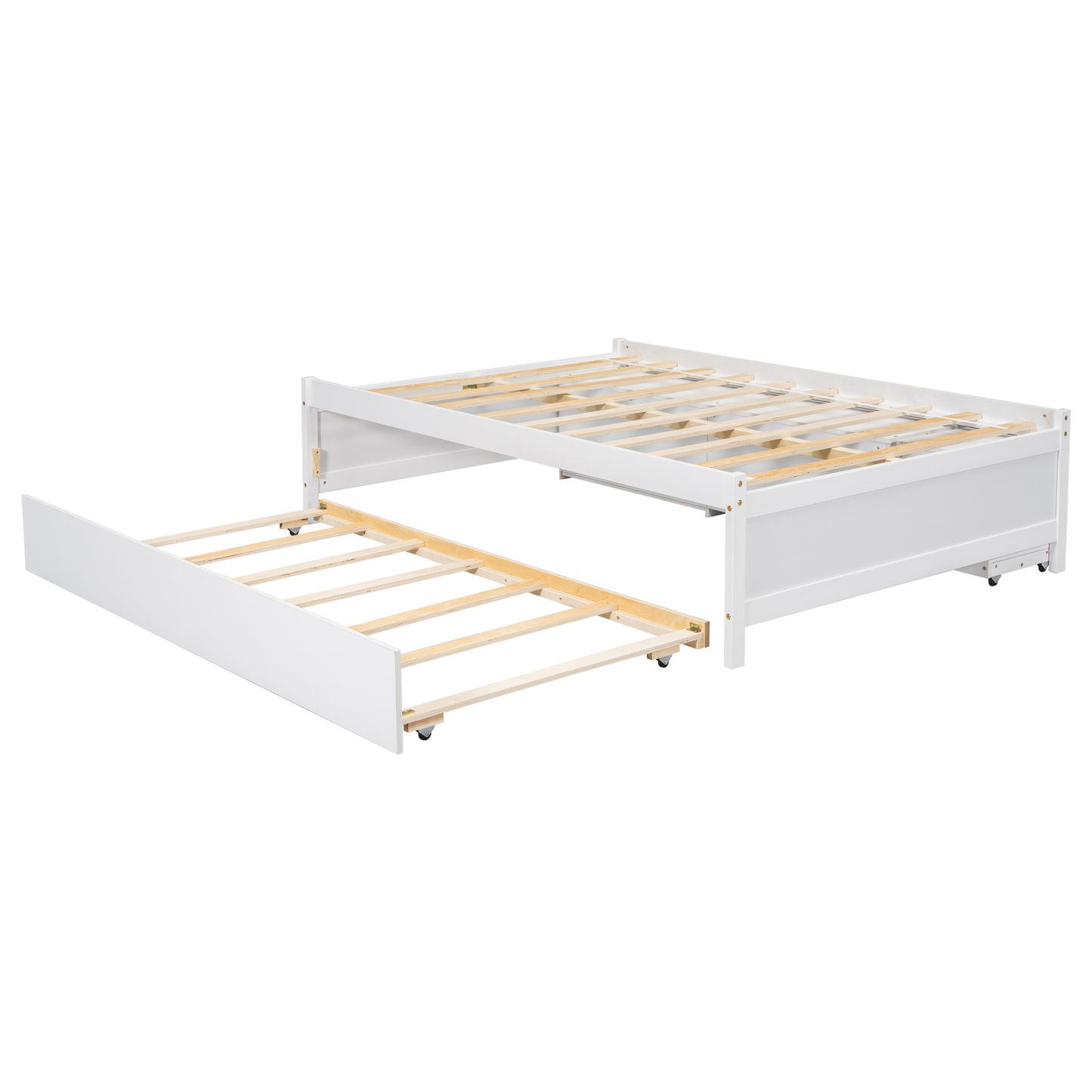 Versatile Full Bed with Trundle,Under bed Storage Box and Nightstand .White