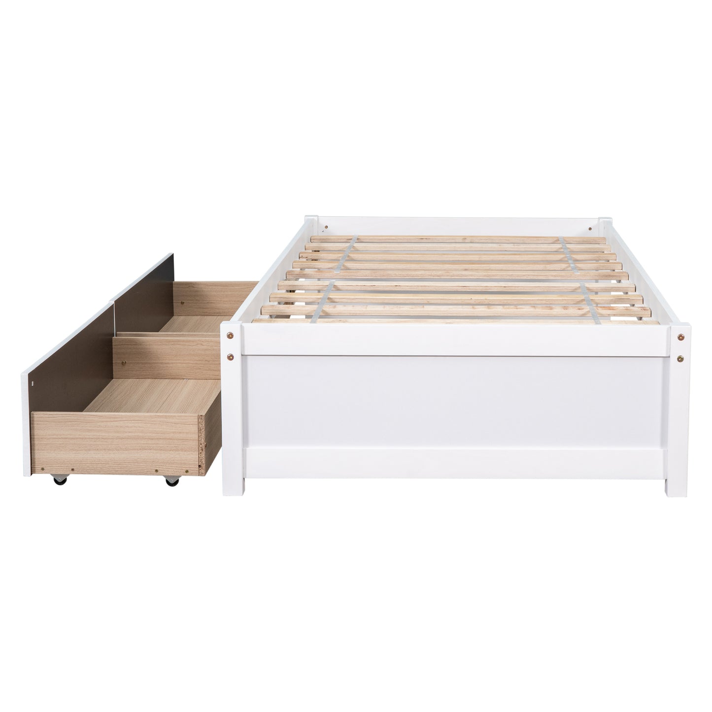 Twin Bed with 2 Drawers, Solid Wood, No Box Spring Needed ,(Old SKU:W50422209)