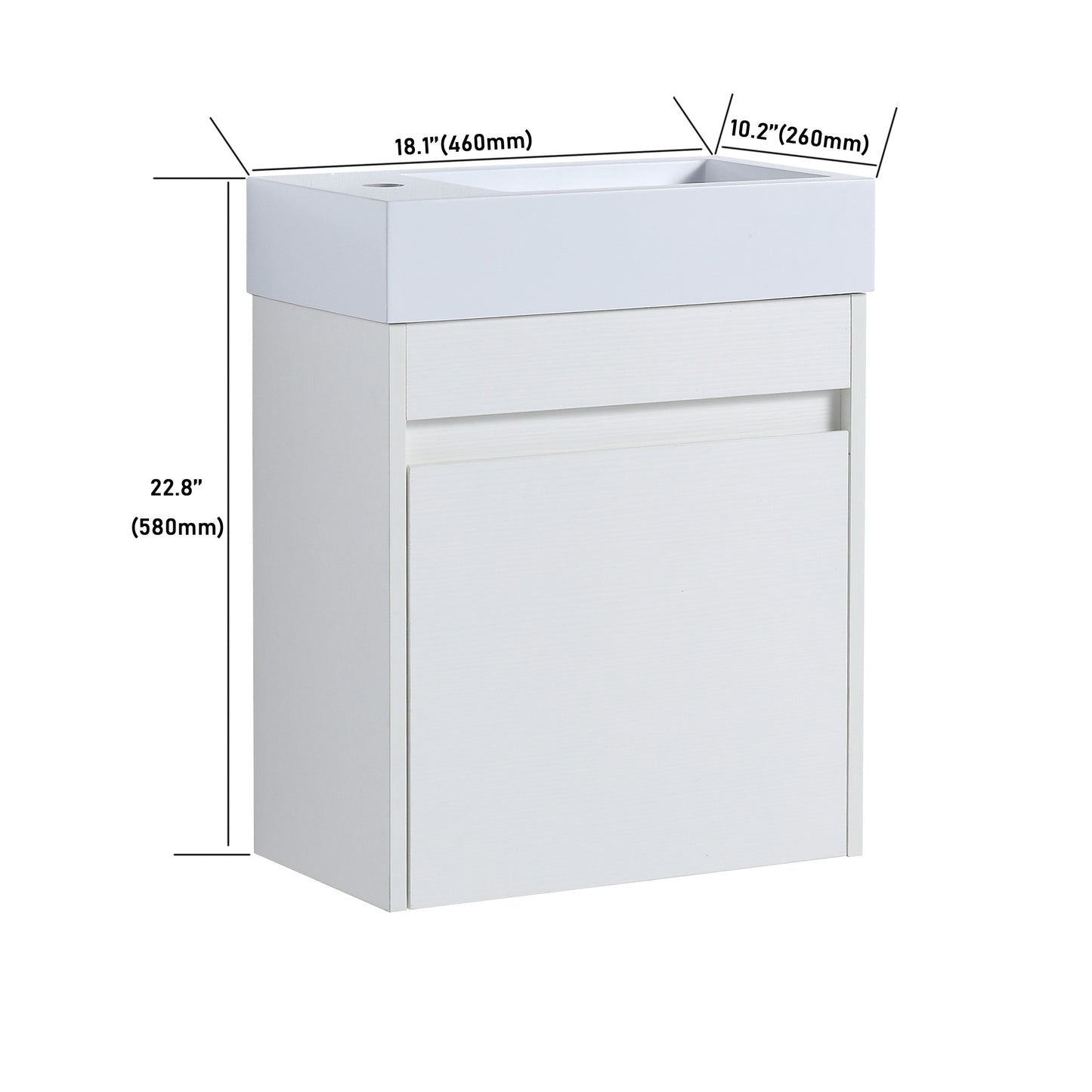 18'' Floating Wall-Mounted Bathroom Vanity with White Resin Sink & Soft-Close Cabinet Door