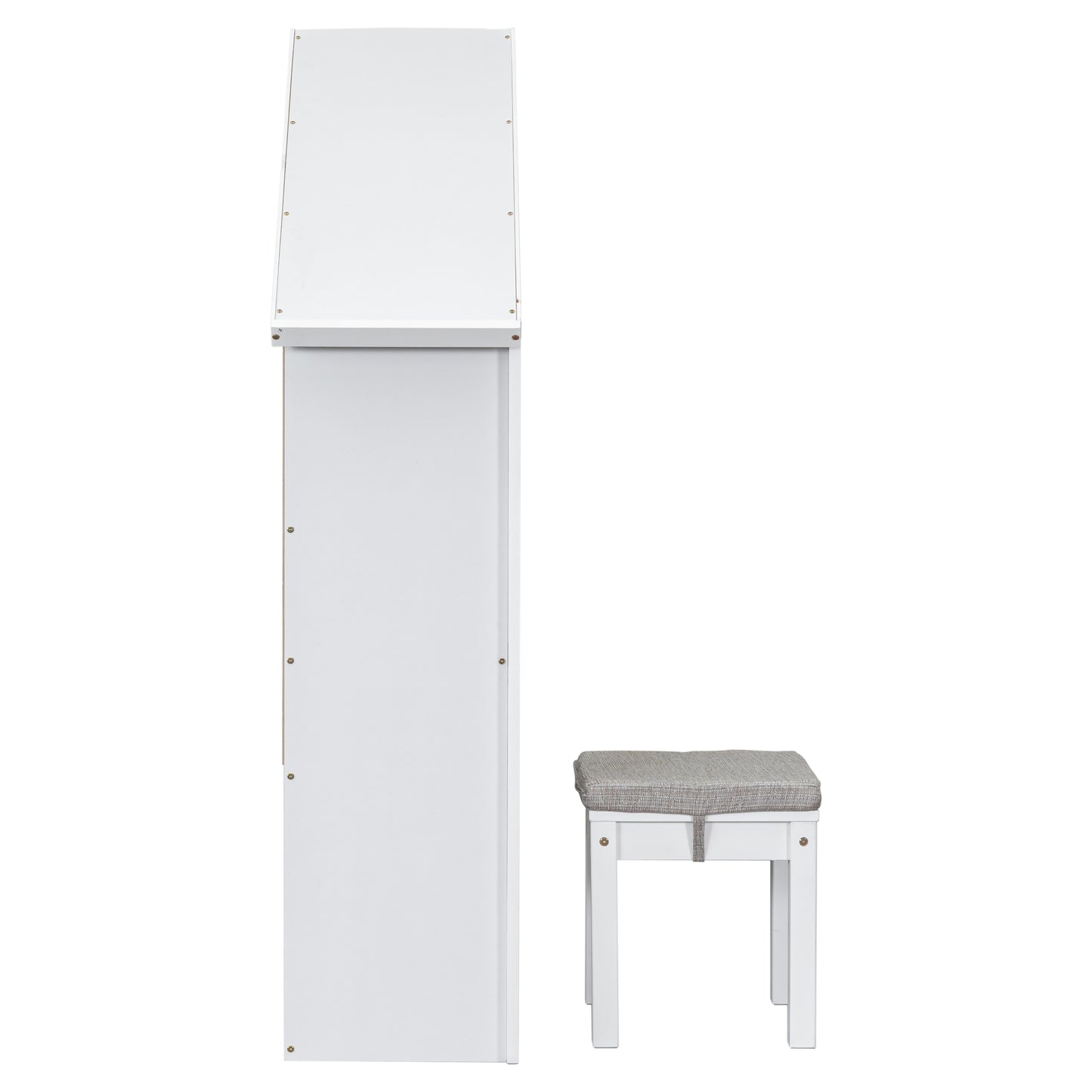 House-Shaped Kids Desk with a cushion stool,House-Style Desk and Stool Set,White