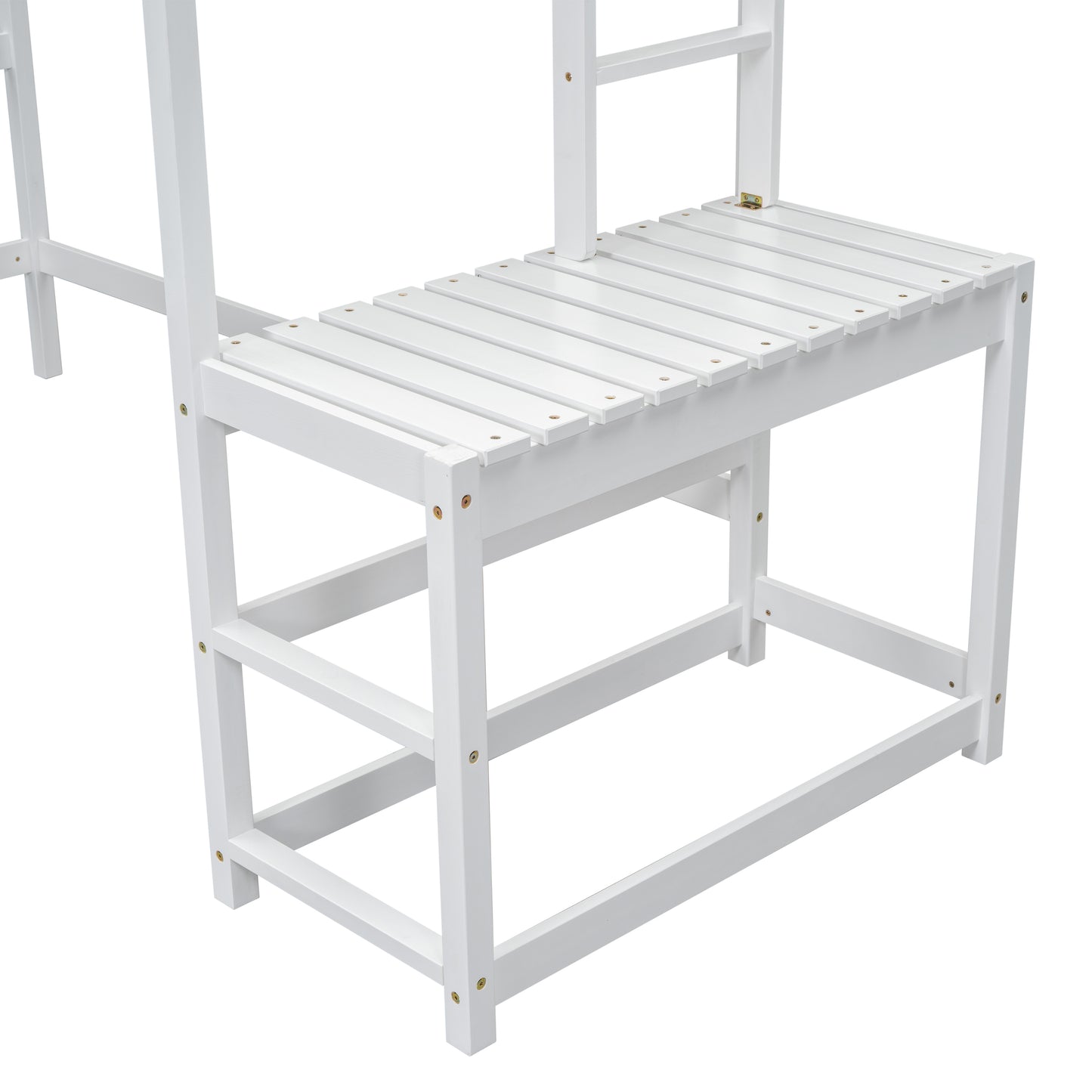 Twin High Loft Bed with Ladder landing Platform, Ladders, Guardrails,White