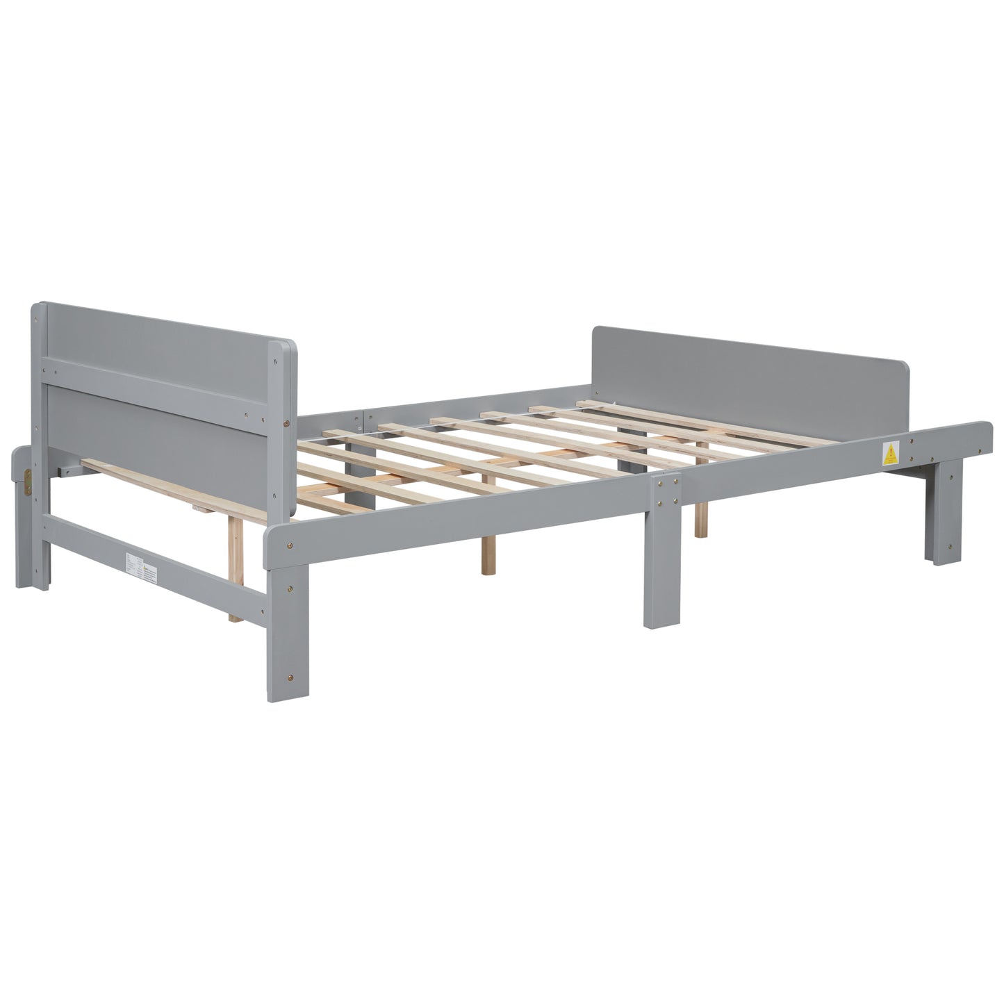 Full Bed with Footboard Bench,Grey