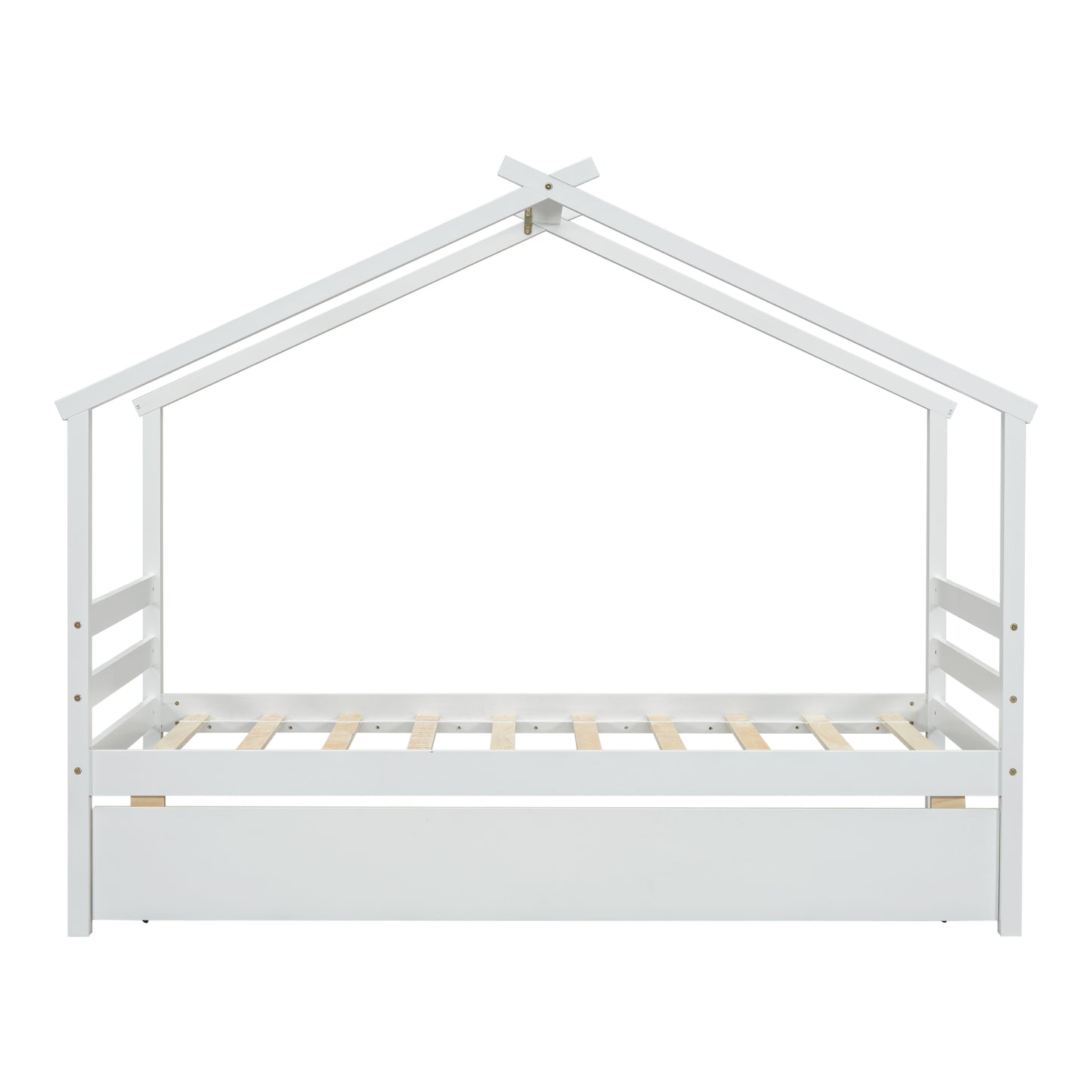 Twin Size  House-shaped Bed with Trundle,White