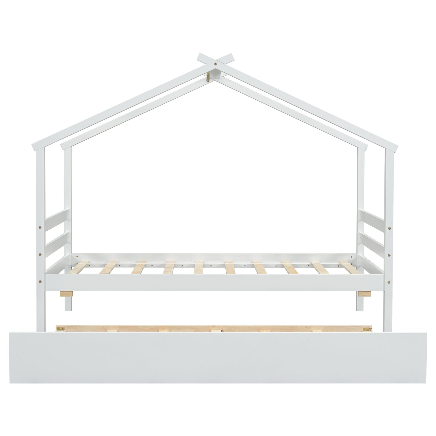 Twin Size  House-shaped Bed with Trundle,White