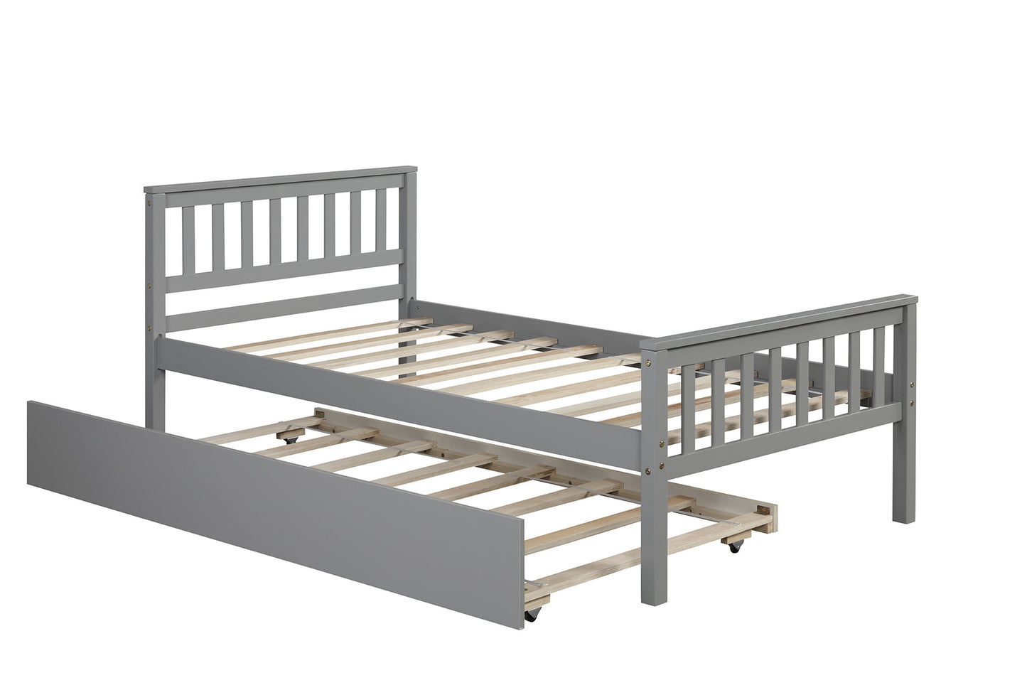 Twin Bed with Trundle, Platform Bed Frame with Headboard and Footboard, for Bedroom Small Living Space,No Box Spring Needed,Grey(Old SKU:W50422210)