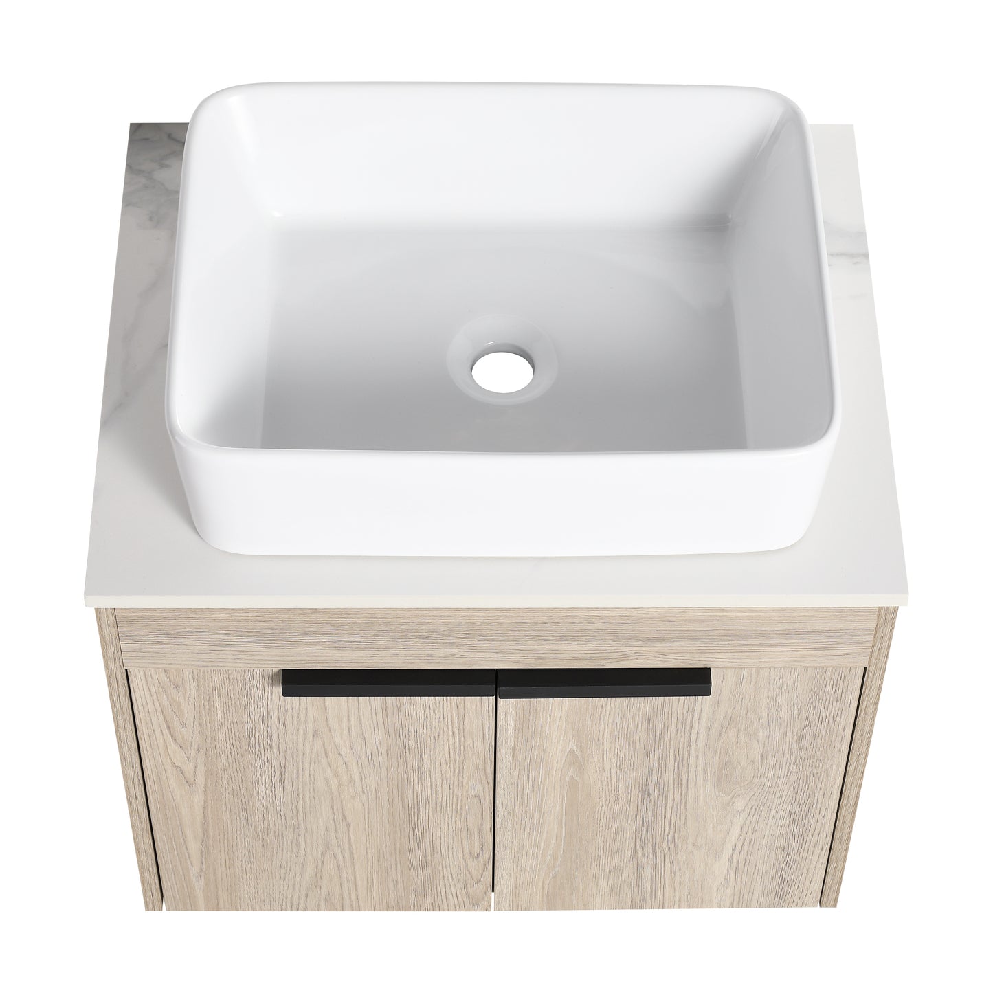 24 " Modern Design Float Bathroom Vanity With Ceramic Basin Set,  Wall Mounted White Oak Vanity  With Soft Close Door,KD-Packing,KD-Packing,2 Pieces Parcel(TOP-BAB110MOWH)