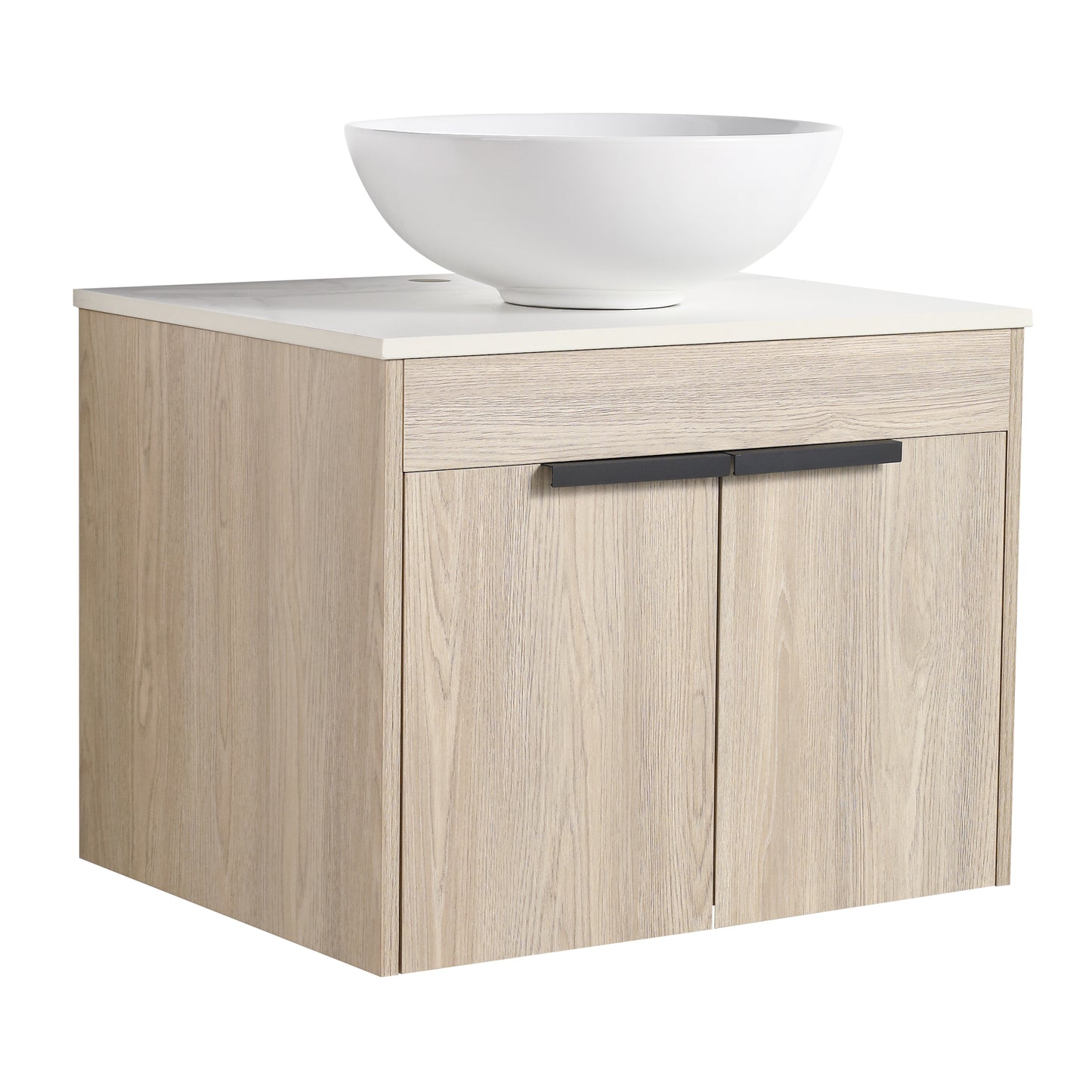 24 " Modern Design Float Bathroom Vanity With Ceramic Basin Set,  Wall Mounted White Oak Vanity  With Soft Close Door,KD-Packing,KD-Packing,2 Pieces Parcel(TOP-BAB321MOWH)