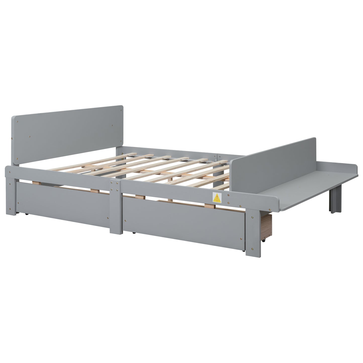 Full Bed with Footboard Bench,2 drawers,Grey